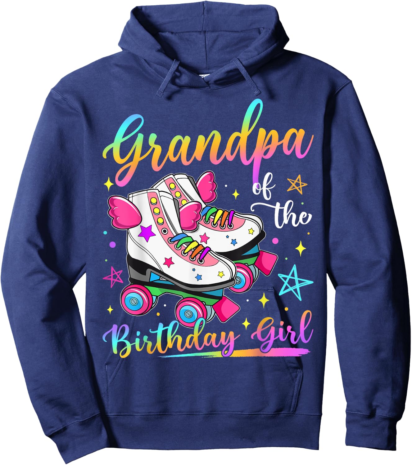 Grandpa Of The Birthday Girl Rolling Skate Family Matching Hoodie - Hoodie | Navy