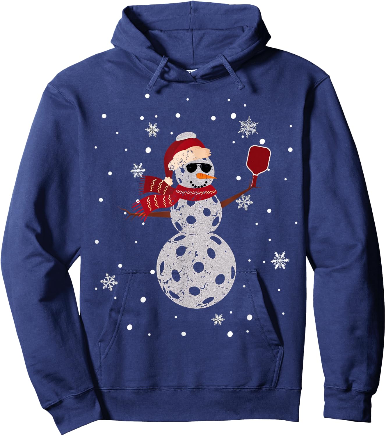 Santa Hat Snowman Family Xmas Matching Pickleball Christmas Hoodie - Hoodie | Navy