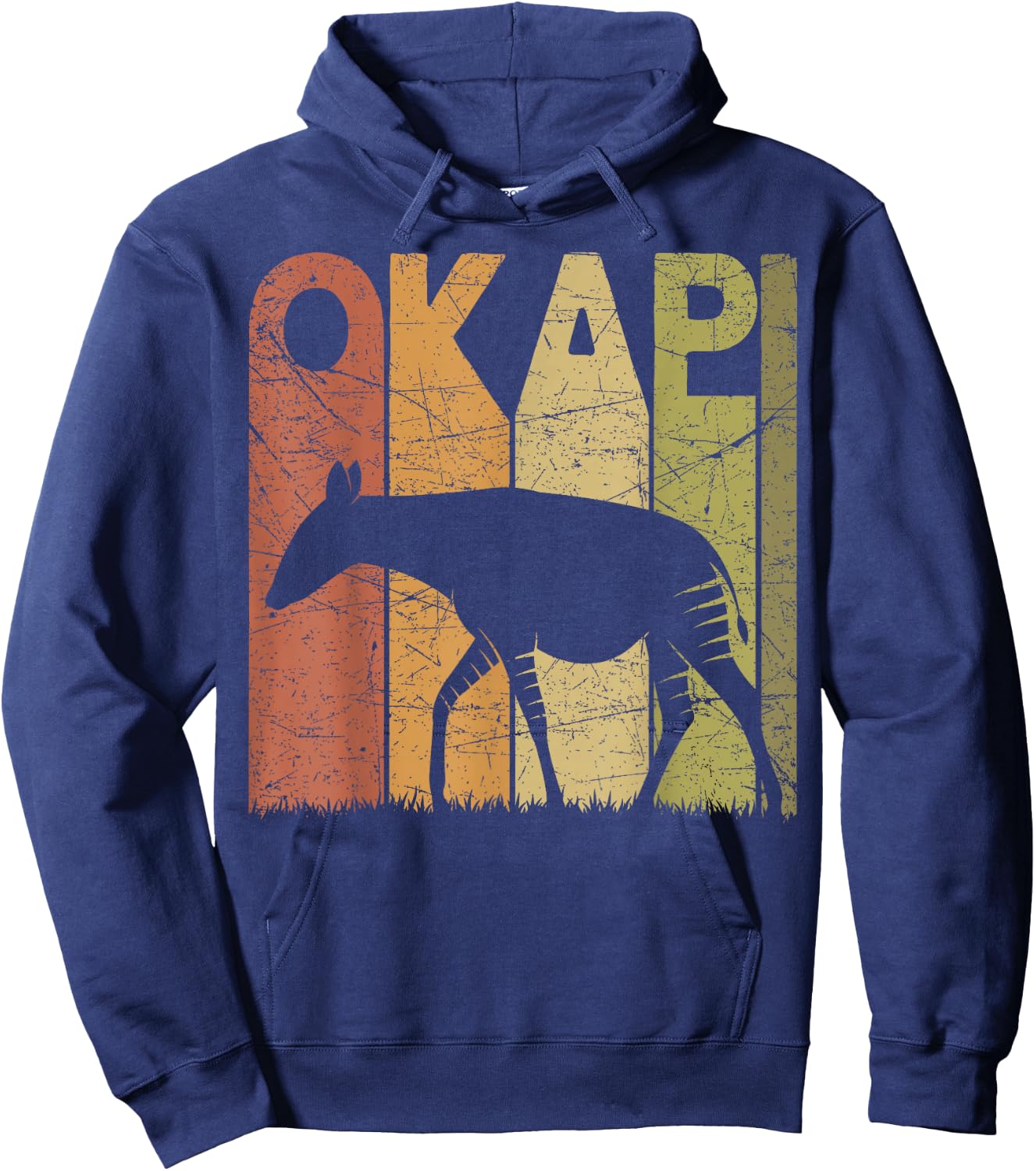 Okapi Vintage Forest Giraffe Okapi Retro Zoology Hoodie - Hoodie | Navy