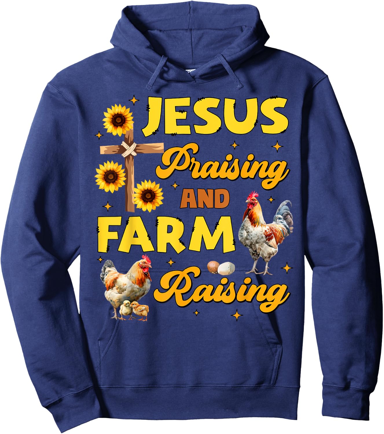 Jesus Praising And Farm Raising Chicken Farmer Christian Hoodie - Hoodie | Navy