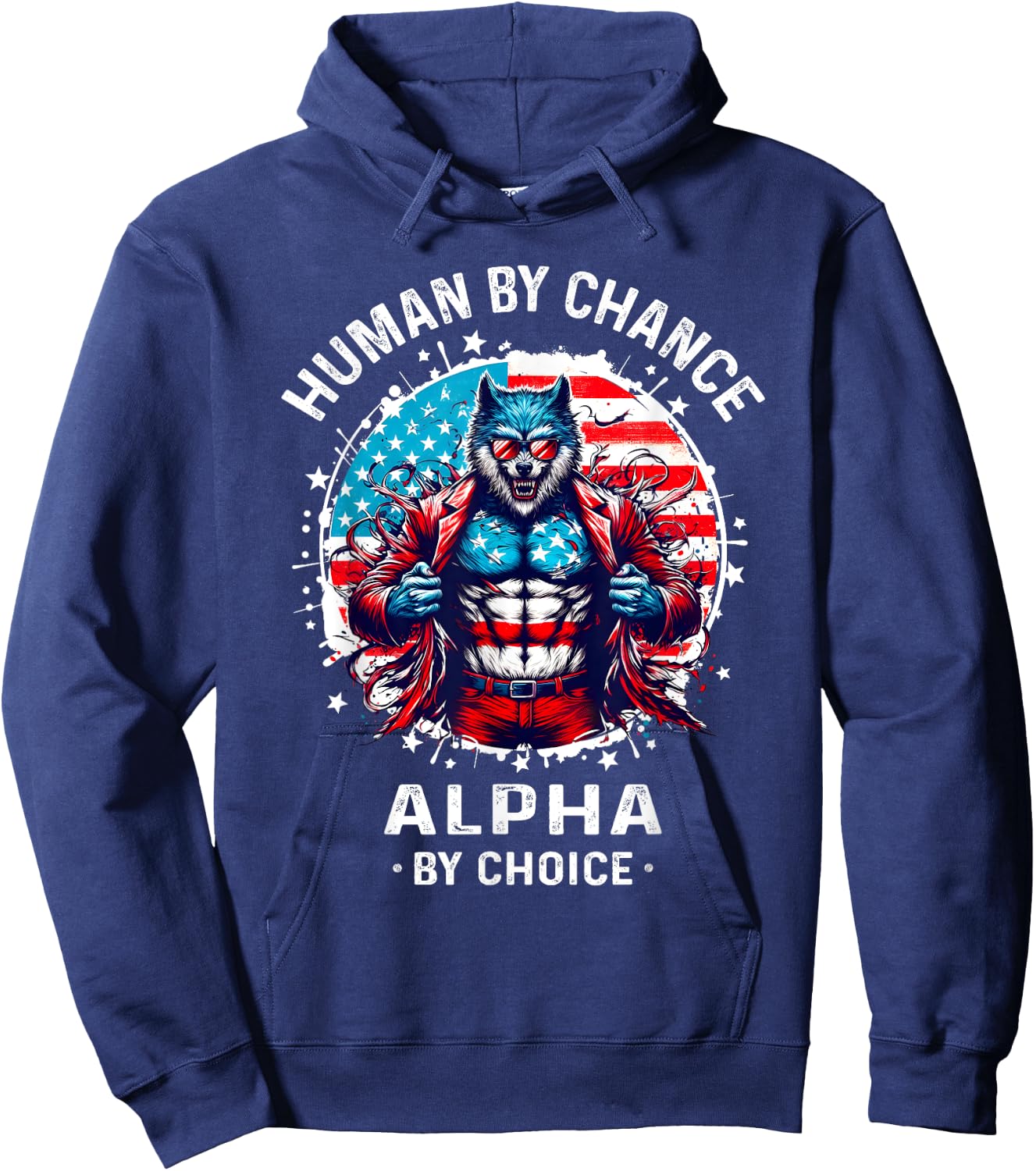 American Werewolfs Alpha Funny Cringe T Shirts Wolf Meme Hoodie - Hoodie | Navy