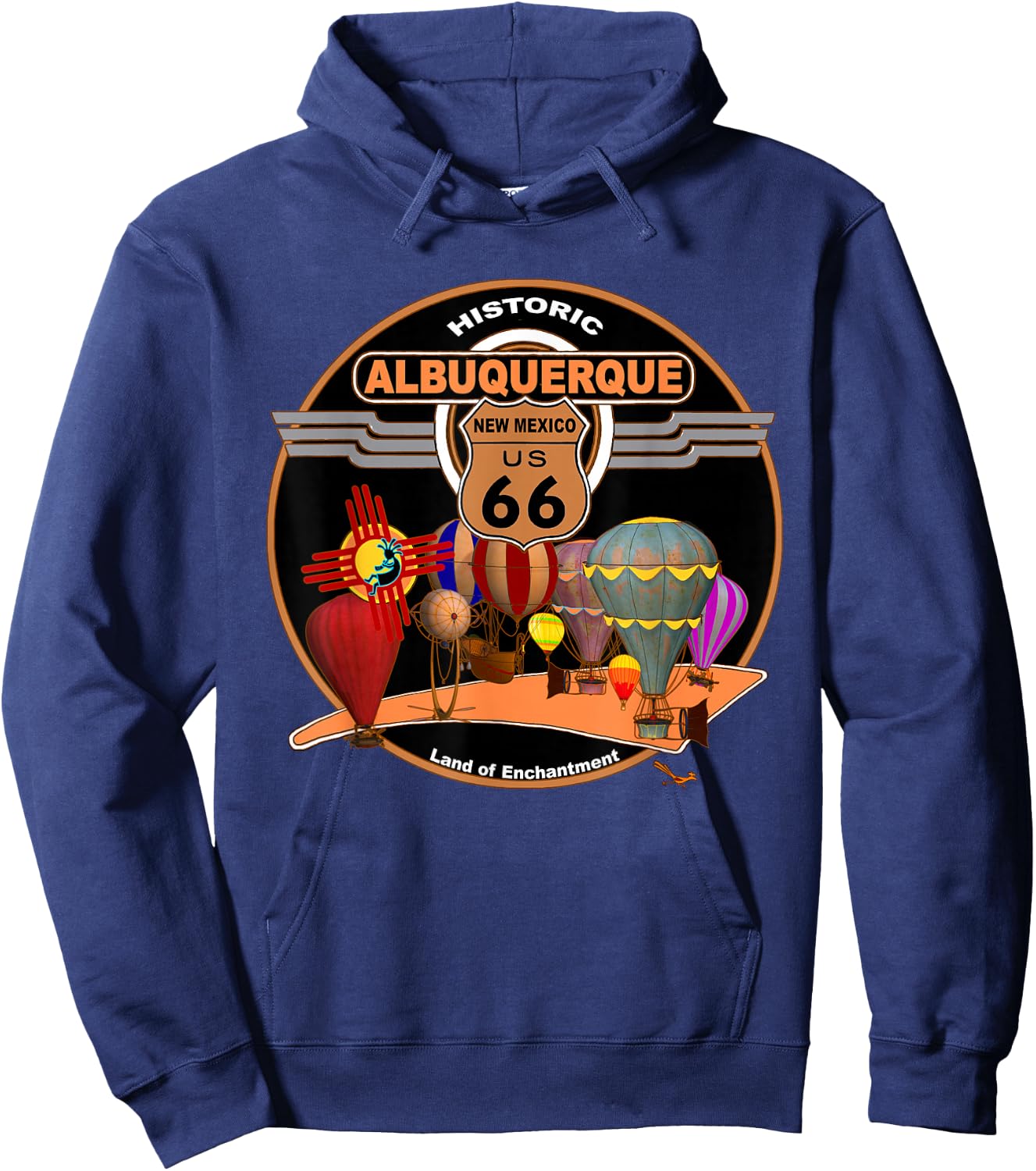 Albuquerque New Mexico US 66 Hot Air Balloon Keepsake Hoodie - Hoodie | Navy