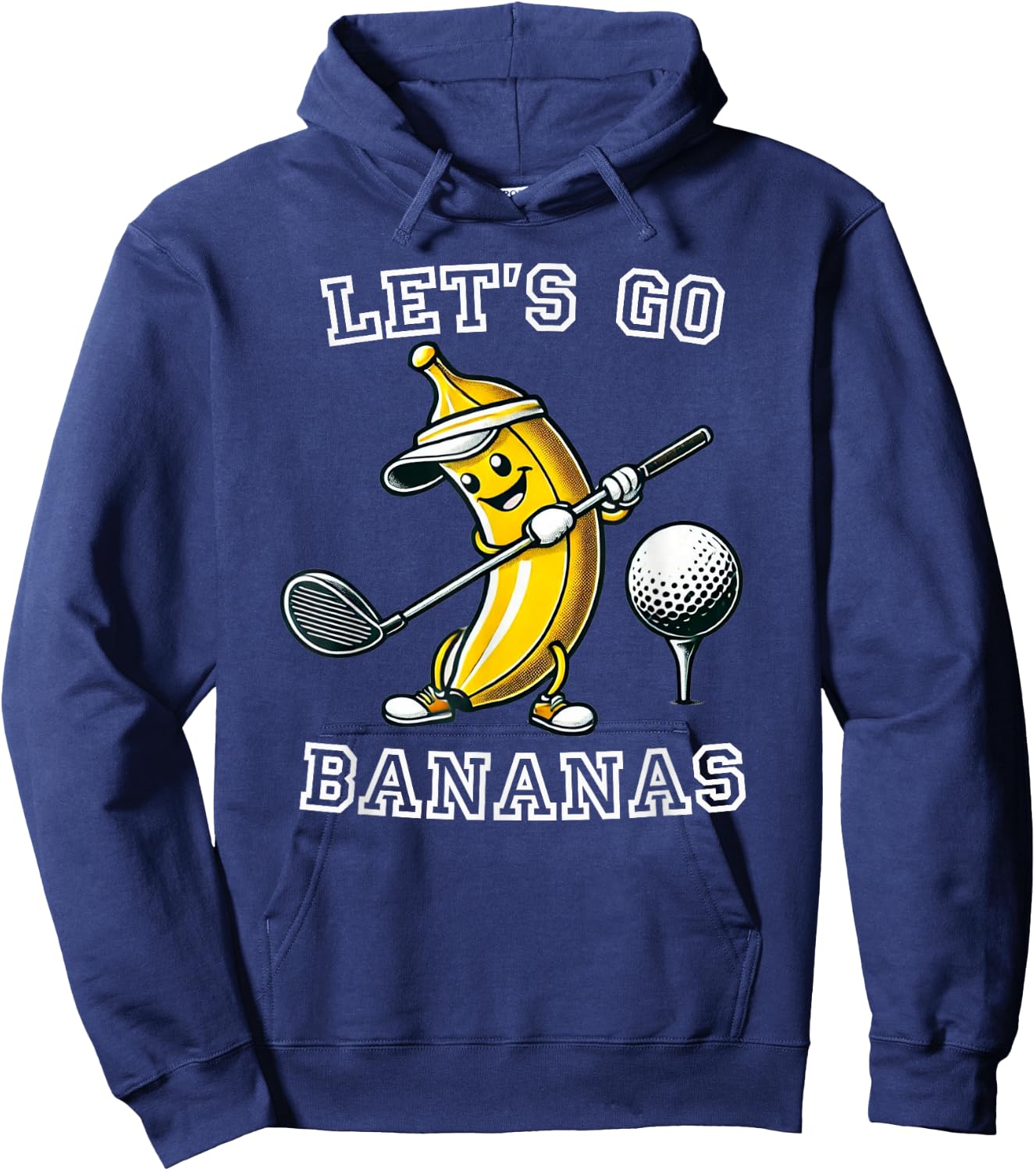 Let's Go Bananas Golf with Funny Banana Golfer Graphic Hoodie - Hoodie | Navy