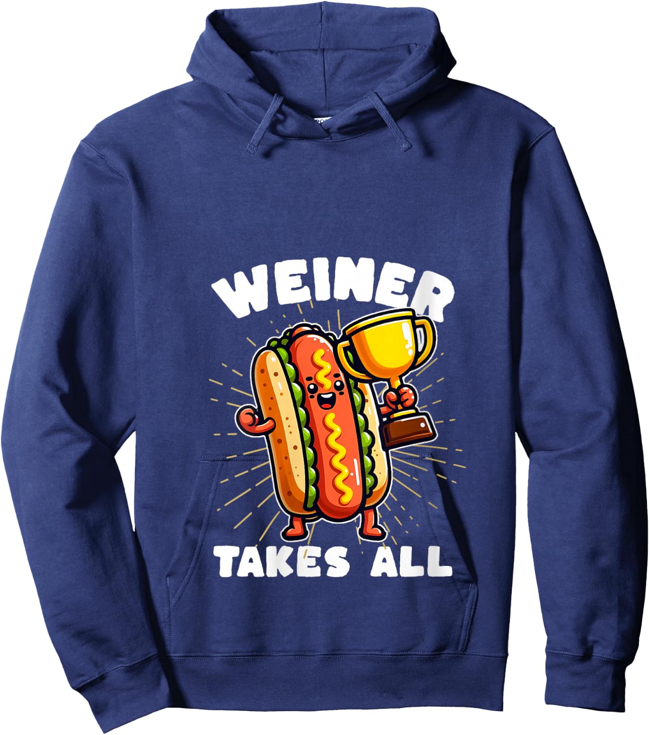 Funny Hot Dogs and Sausage Weiner Takes All Competitive V-Neck Hoodie - Hoodie | Navy