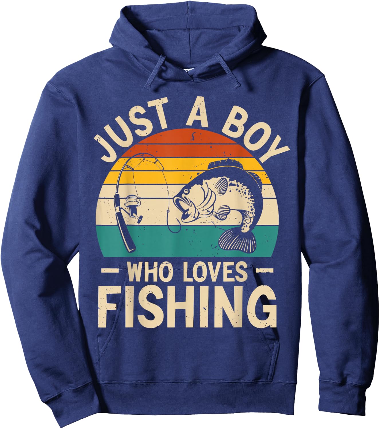Funny Fishing Shirt for Kids Boys Fisherman Bass Fish Hoodie - Hoodie | Navy
