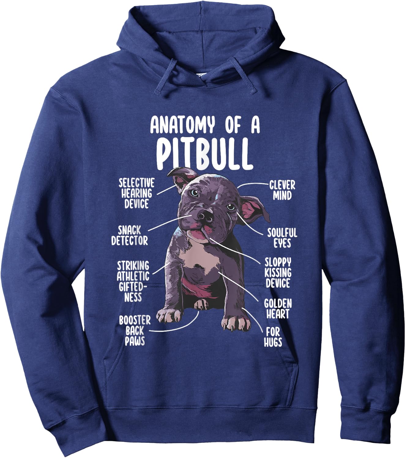 Anatomy Of A Pitbull Shirt Pittie Dog Funny Pitbull Lover Women Girls Kids Hoodie - Hoodie | Navy