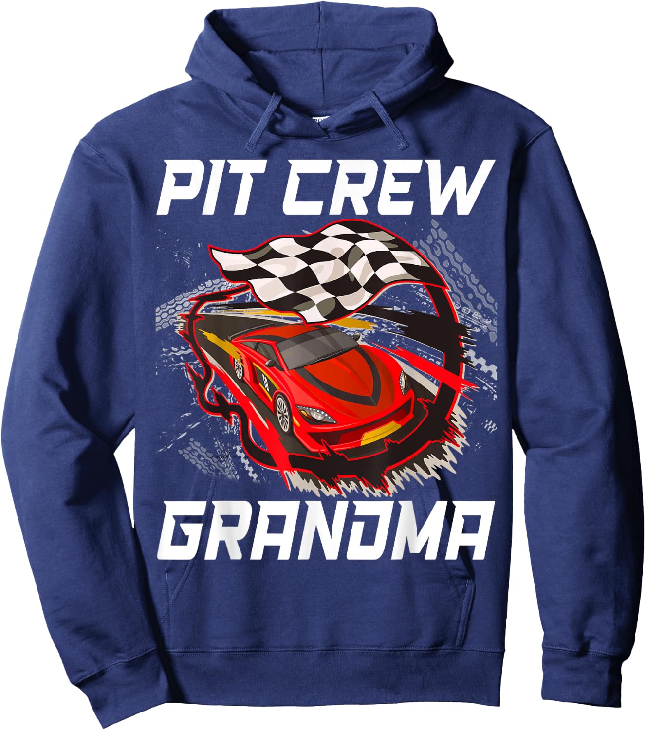 Pit Crew Grandma Race Car Birthday Racing Car Family Hoodie - Hoodie | Navy
