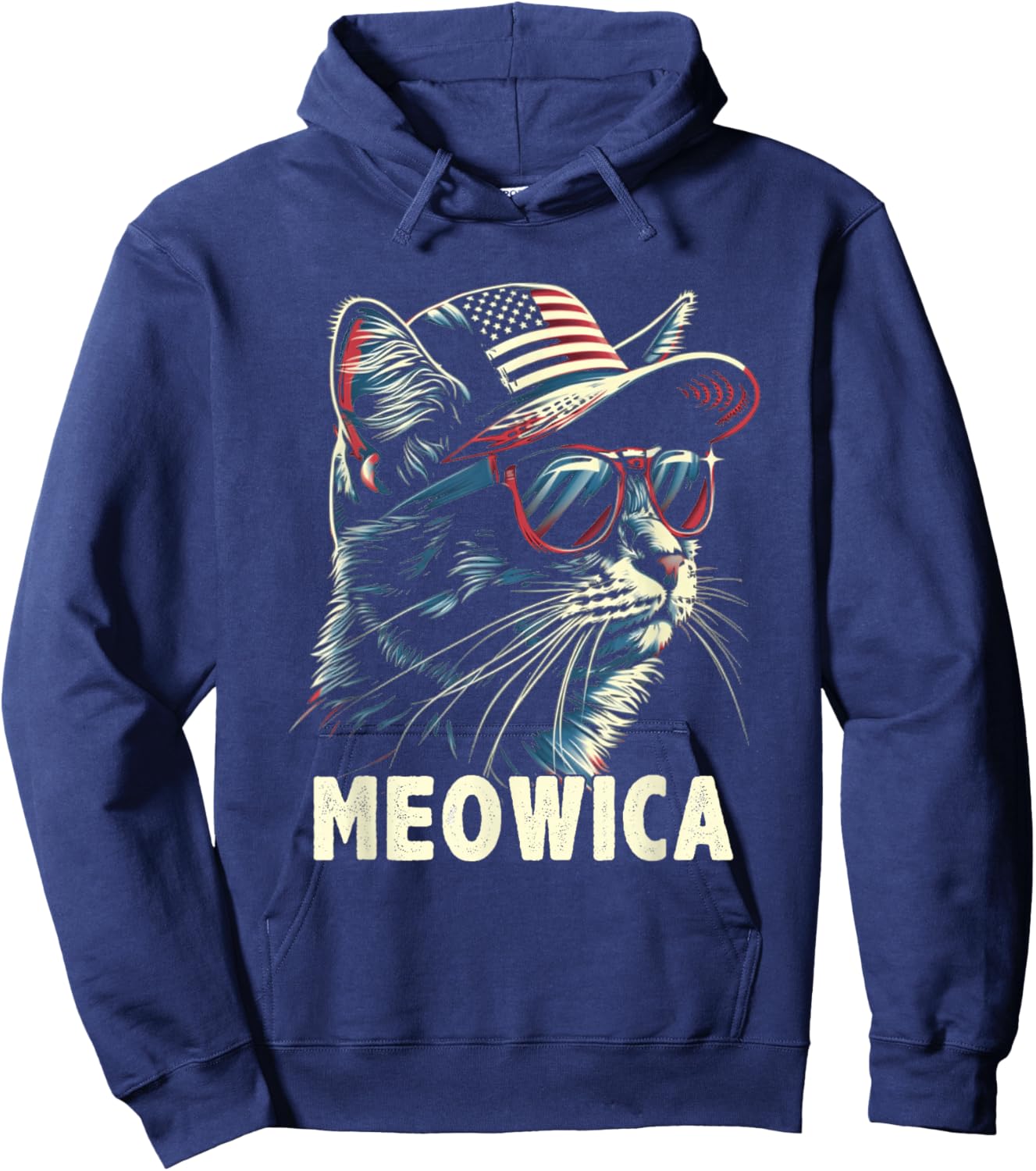 4th of July Cat Meowica Cat Lover USA America Hoodie - Hoodie | Navy