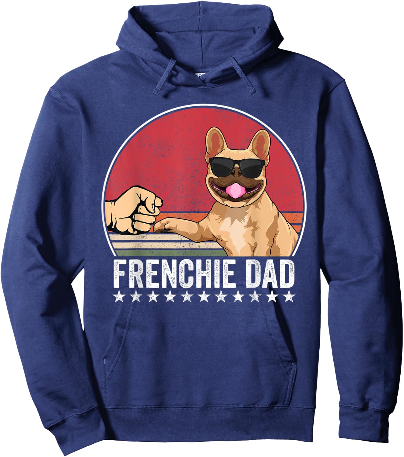 French Bulldog Dad Dog Fist Bump Frenchie Dog Outfit Hoodie - Hoodie | Navy