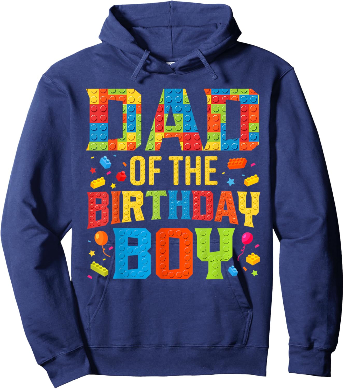 Dad Of The Birthday Boy Master Builder Building Blocks Kids Hoodie - Hoodie | Navy