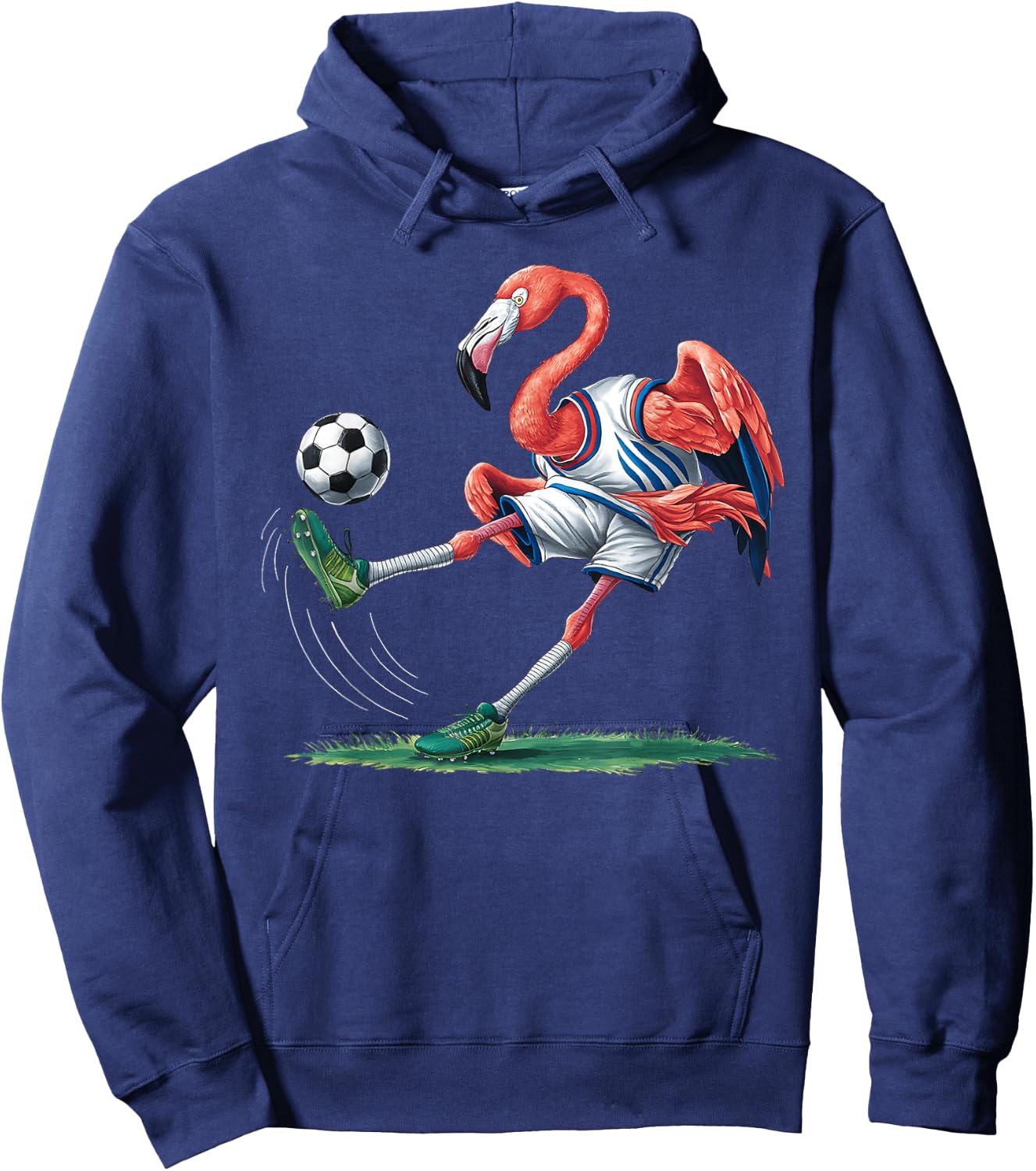 Funny Flamingo Sports Flamingo Playing Soccer Hoodie - Hoodie | Navy