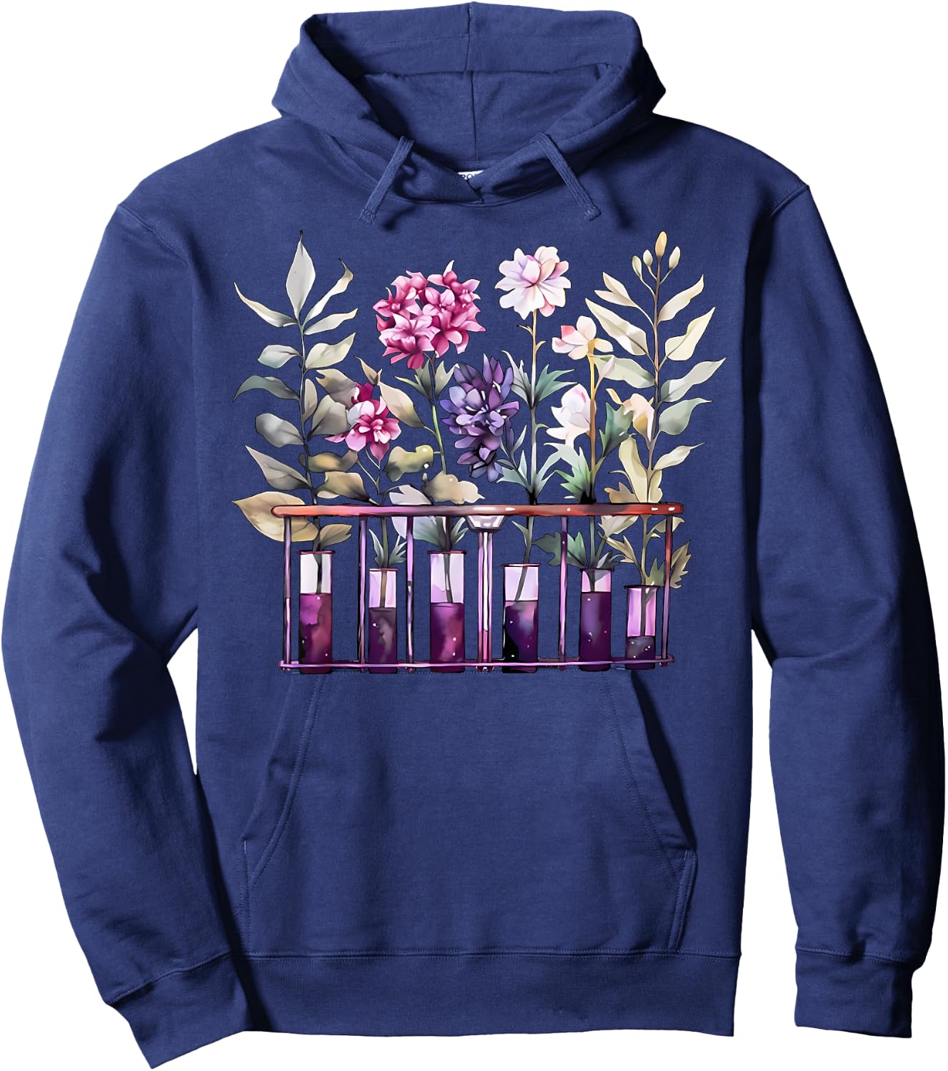 Chemistry Lab Science Flower Teacher Floral Beakers Hoodie - Hoodie | Navy