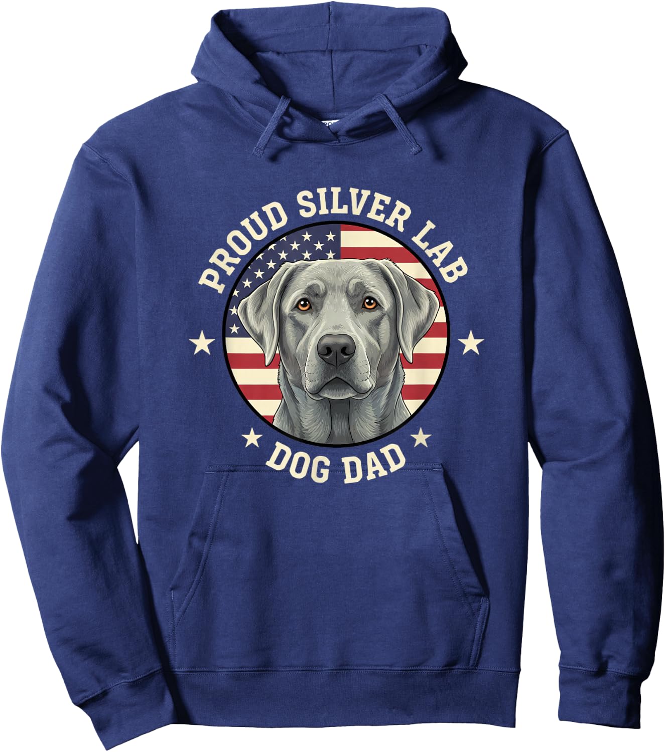 Dog Proud Silver Lab Dog Dad, Patriotic Labrador Retriever Hoodie - Hoodie | Navy