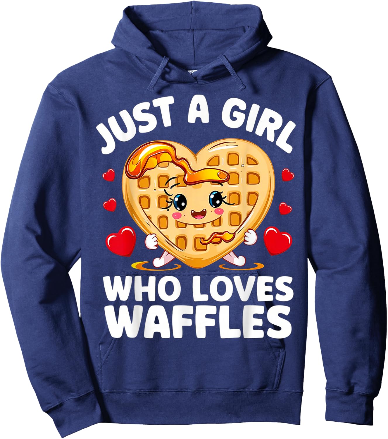 Just A Girl Who Loves Waffles Waffle Heart Breakfast Waffles Hoodie - Hoodie | Navy
