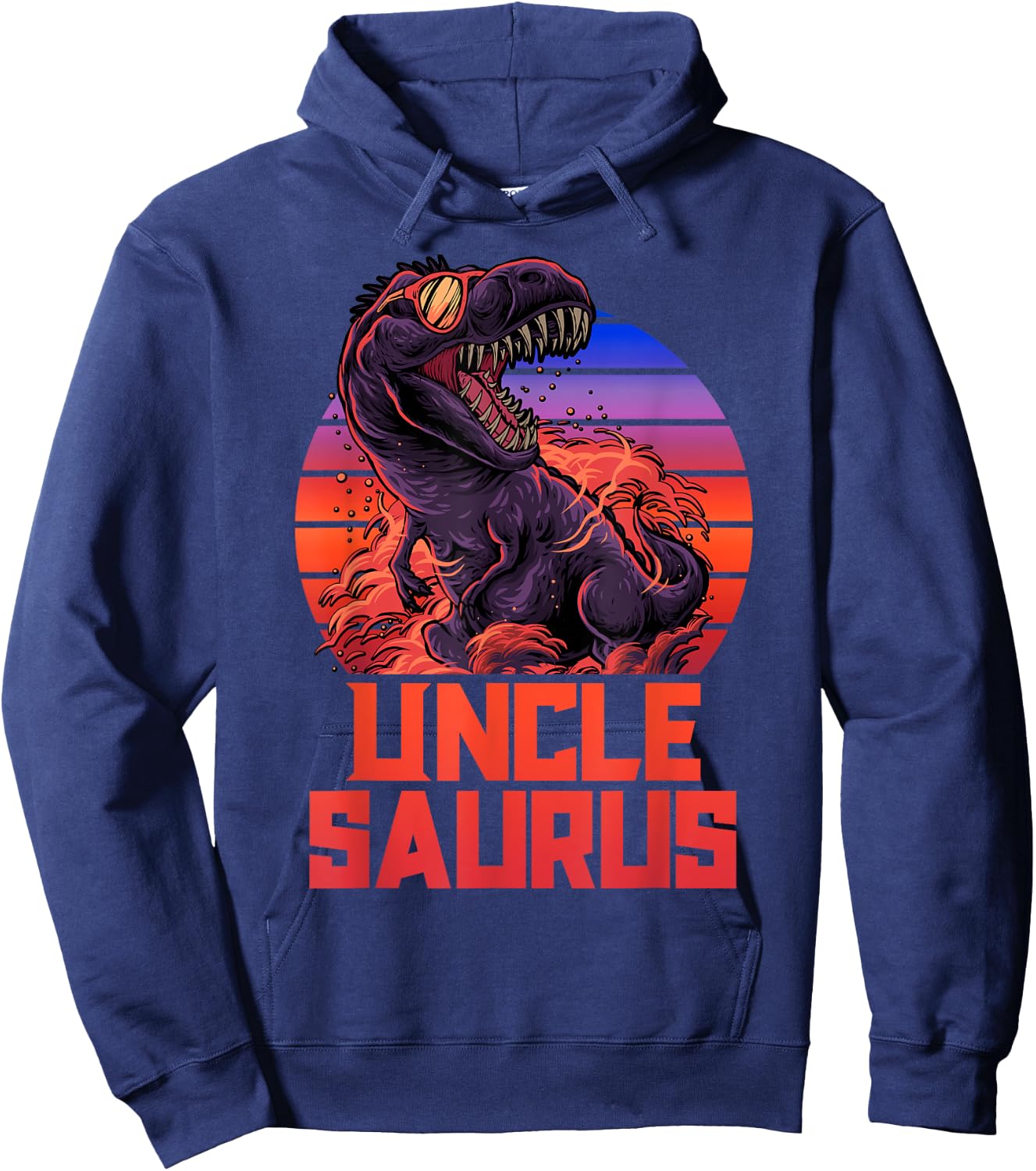Unclesaurus T-Rex Uncle Saurus Retro 80s Dinosaur Hoodie - Hoodie | Navy
