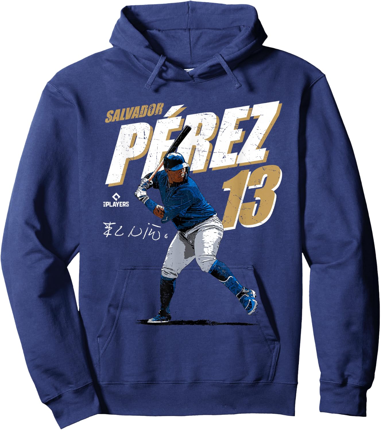 License Champs Salvador Perez Kansas City Baseball Player MLBSPZ3001 Blue Hoodie - Hoodie | Navy