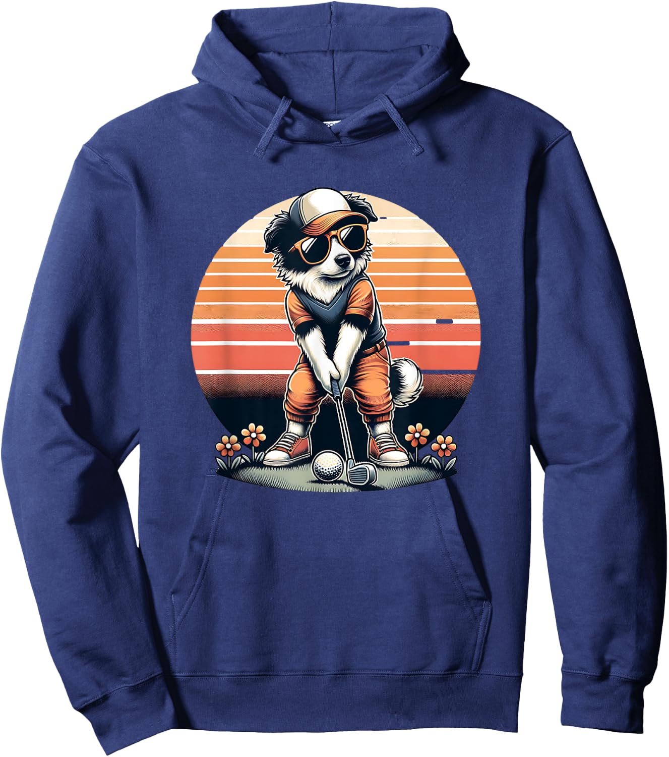 Funny Border Collie Golfer Golfing Cool Sports Design Hoodie - Hoodie | Navy