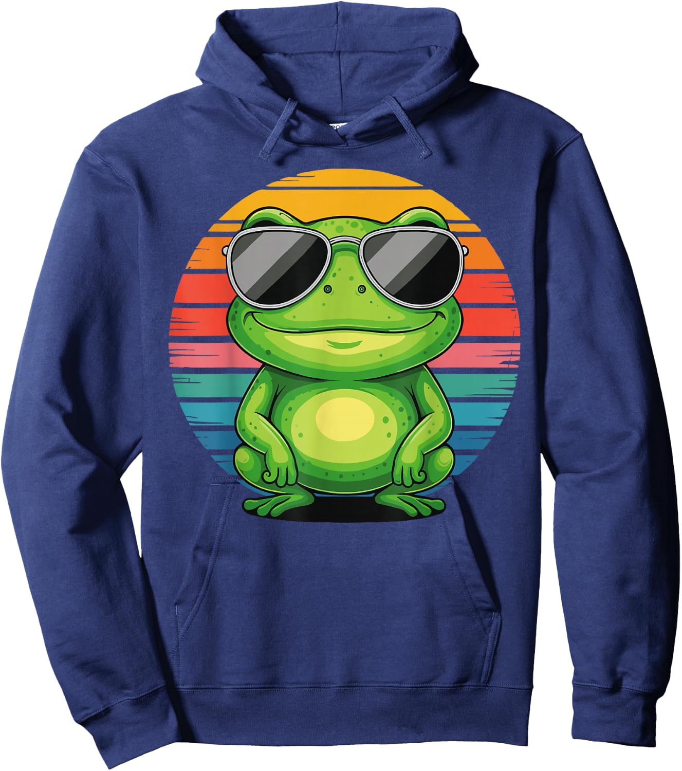 Retro Frog With Sunglasses Frog Vintage Style Hoodie - Hoodie | Navy
