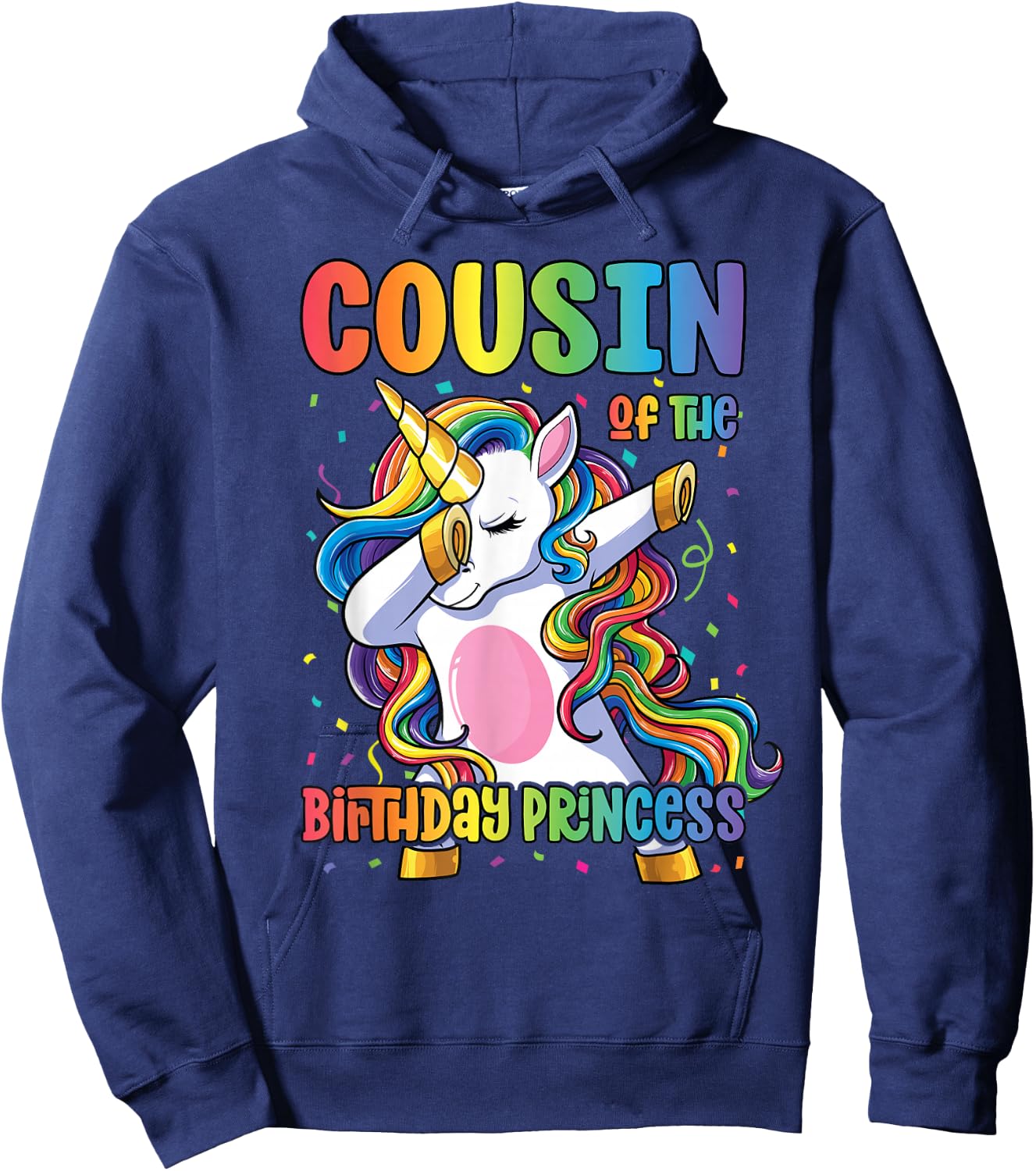 Cousin of the Birthday Princess Girl Dabbing Unicorn Cousin Hoodie - Hoodie | Navy