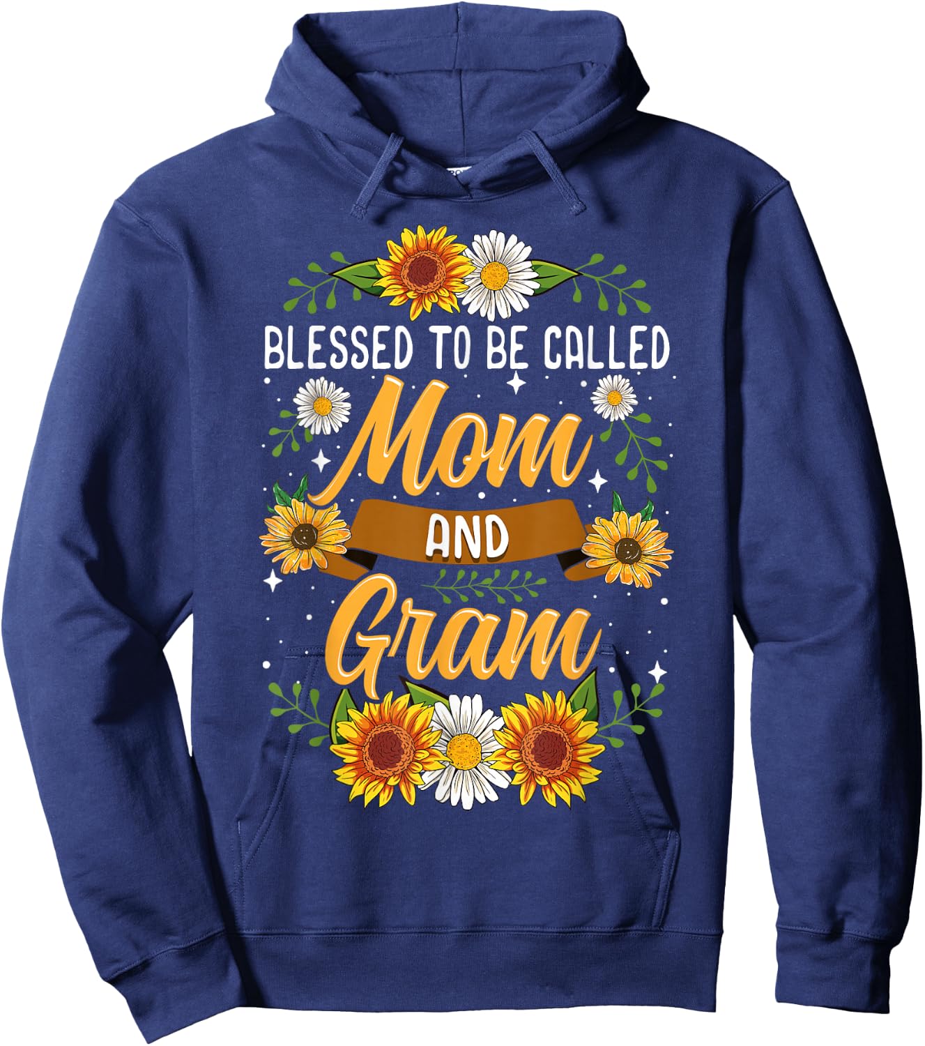 Blessed To Be Called Mom And Gram Shirt Cute Sunflower Hoodie - Hoodie | Navy