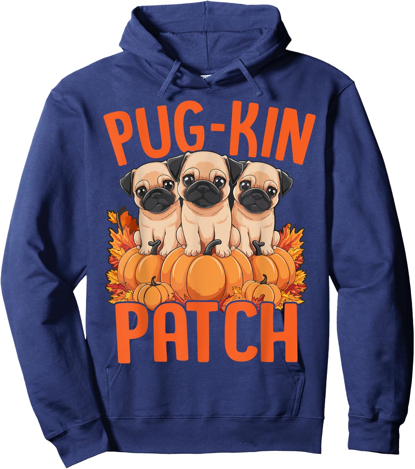 Pug-Kin Patch Pug Puppies Pumpkin Halloween Fall Autumn Hoodie - Hoodie | Navy