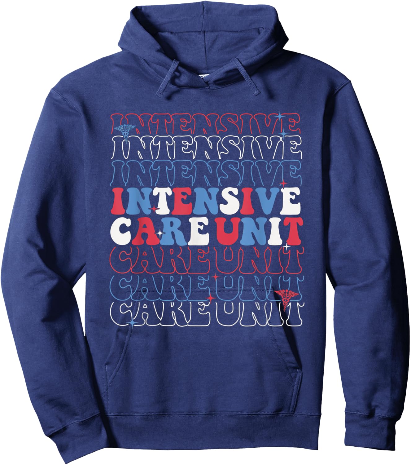 Retro ICU Nurse 4th July Intensive Care Unit Independence Hoodie - Hoodie | Navy