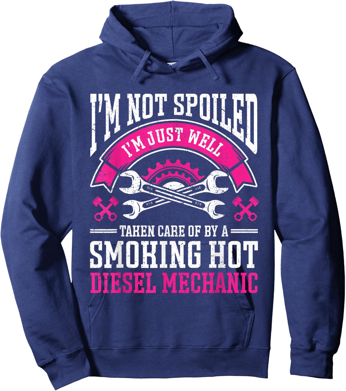 Vintage Mechanic Girlfriend Diesel Mechanic Wife Hoodie - Hoodie | Navy