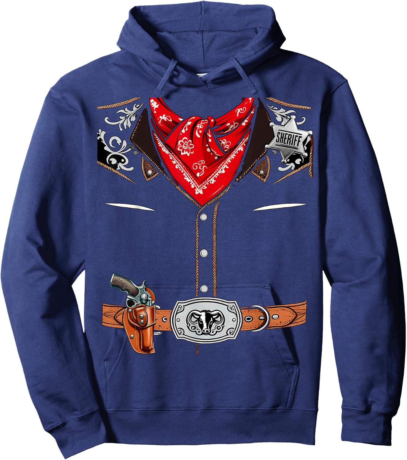 Western Sheriff Cowboy Vest Halloween Costume Hoodie - Hoodie | Navy