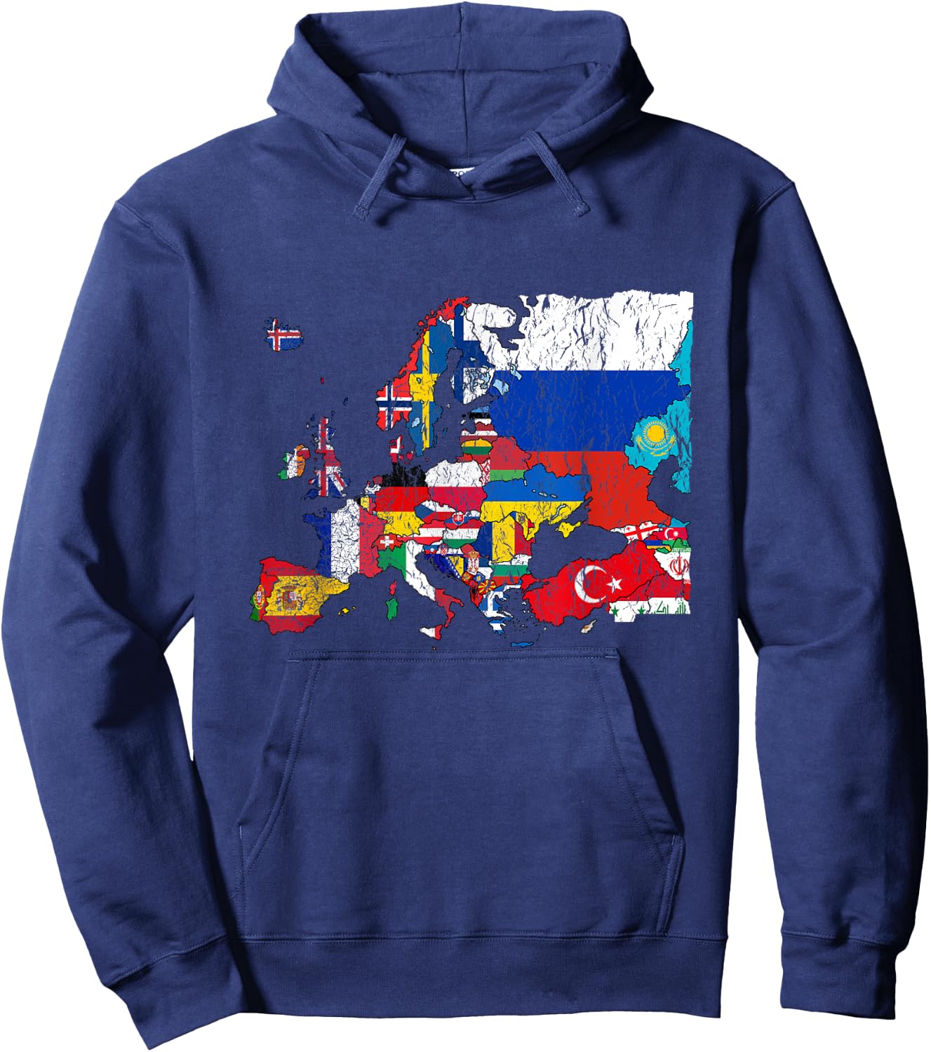Europe Map with Flags Hoodie - Hoodie | Navy