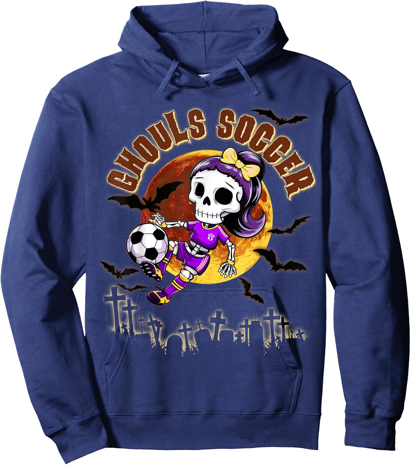Halloween Soccer Girl for Teen Girls October Trick or Treat Hoodie - Hoodie | Navy