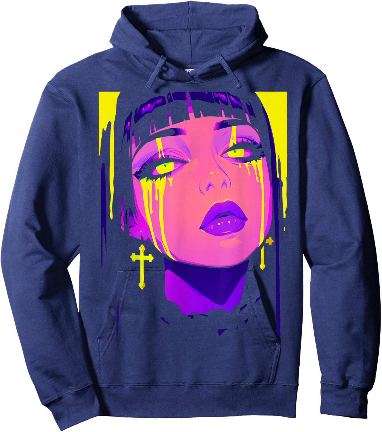 Cybergoth Cybercore Grunge Punk Goth Girl Alt Anime Manga Hoodie - Hoodie | Navy
