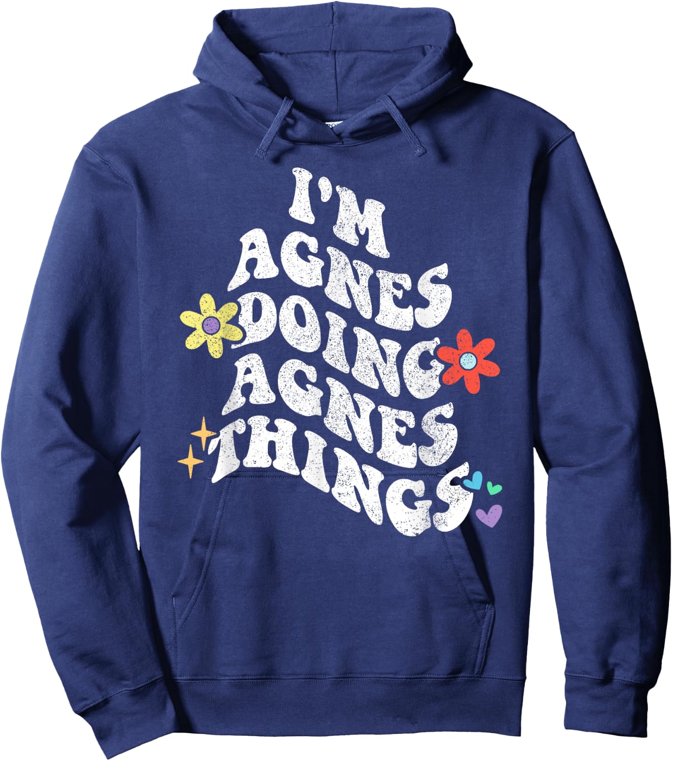Retro Groovy Im AGNES Doing AGNES Things Funny Mother's Day Hoodie - Hoodie | Navy