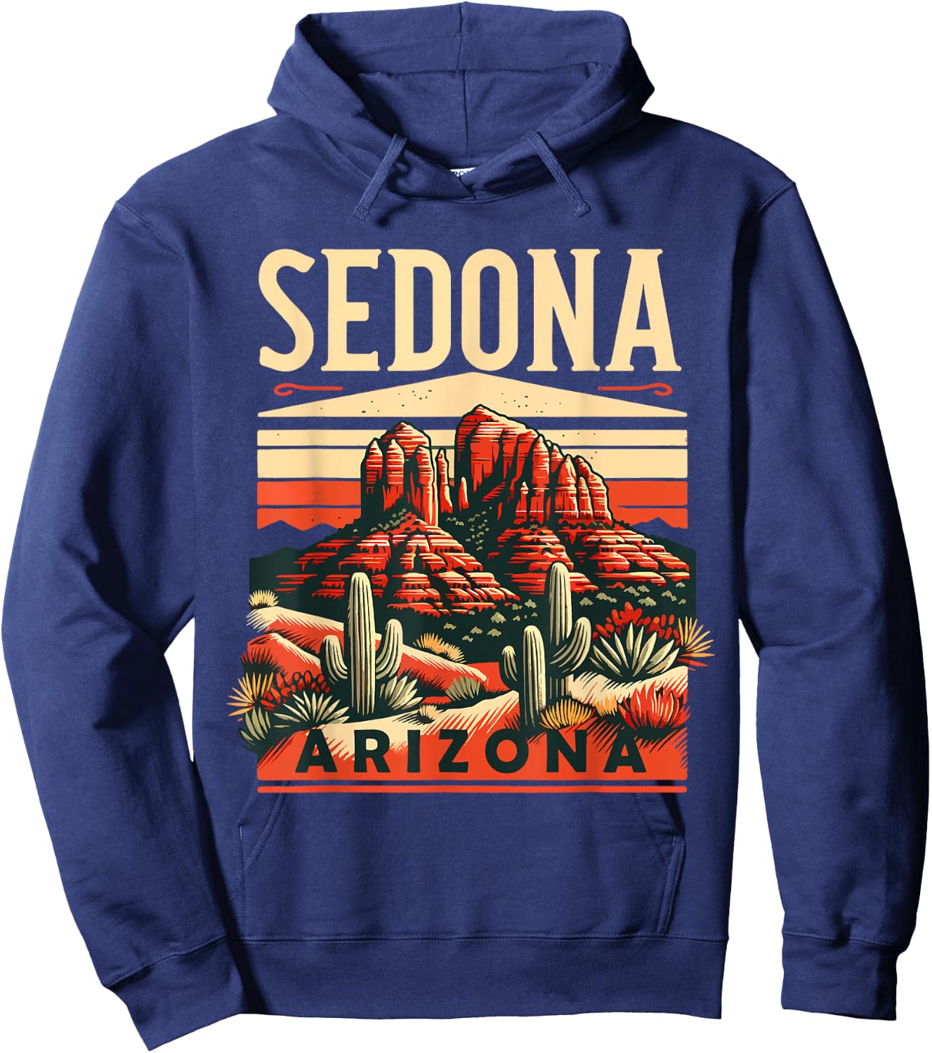 Vintage Sedona Arizona Hiking Outdoor Mountain Sedona AZ Hoodie - Hoodie | Navy