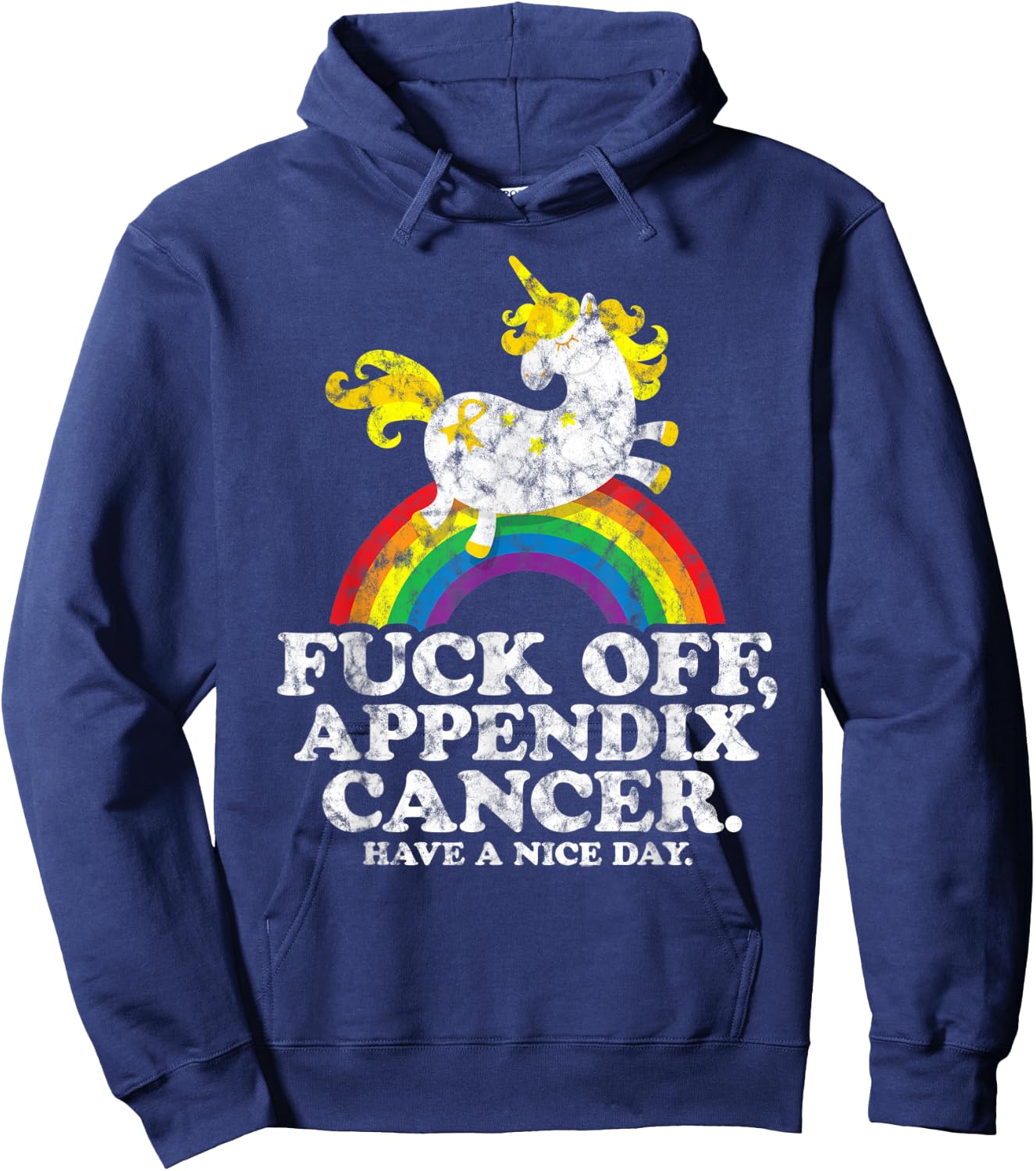 Appendix Cancer Shirt | Unicorn | Fuck Off Appendix Cancer Hoodie - Hoodie | Navy