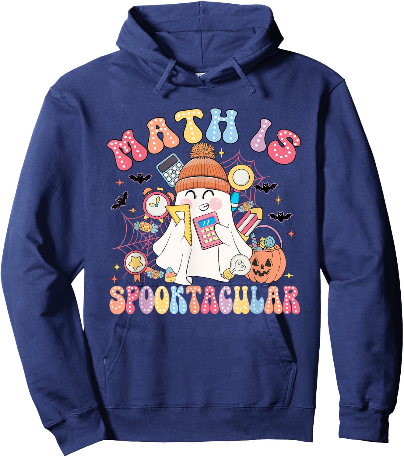 Math Is Spooktacular Math Teacher Spooky Halloween Hoodie - Hoodie | Navy