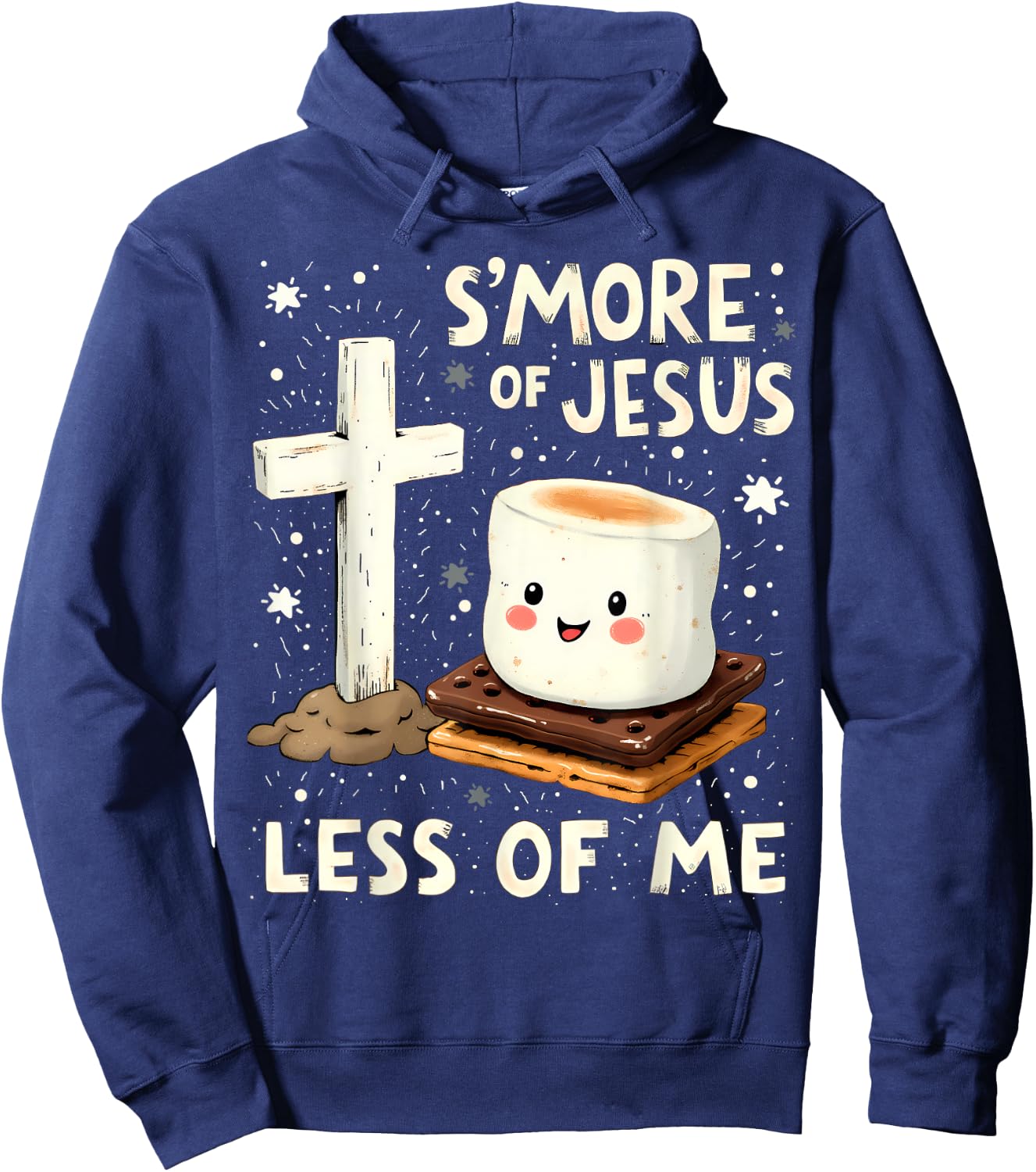 Funny Smore Of Jesus Less Of Me Holy Cross Religious Camper Hoodie - Hoodie | Navy