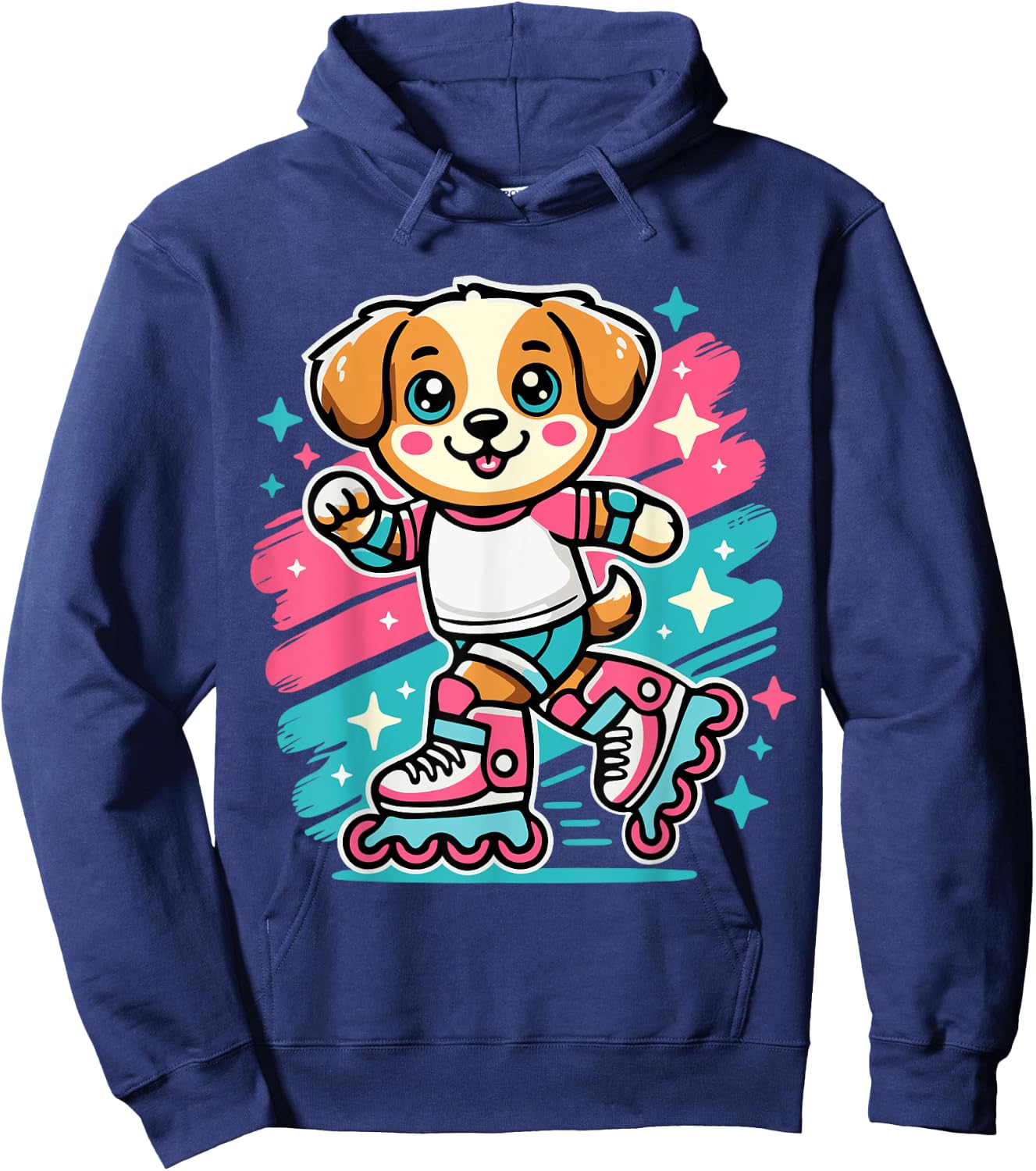 Rollerblading Dog – Cute Puppy on Inline Skates Women Girls Kids Hoodie - Hoodie | Navy