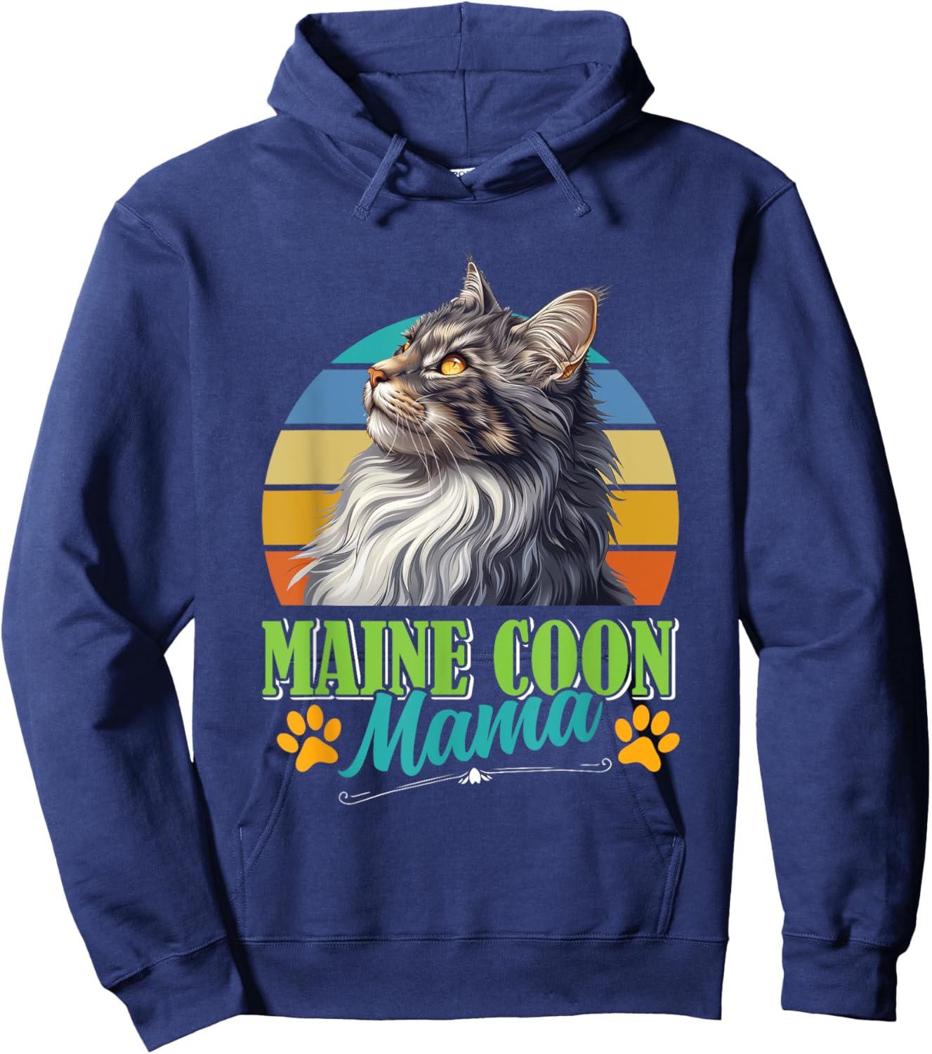 MAINE COON MAMA Maine Coon Mummy Cat Mummy Vintage Women Hoodie - Hoodie | Navy