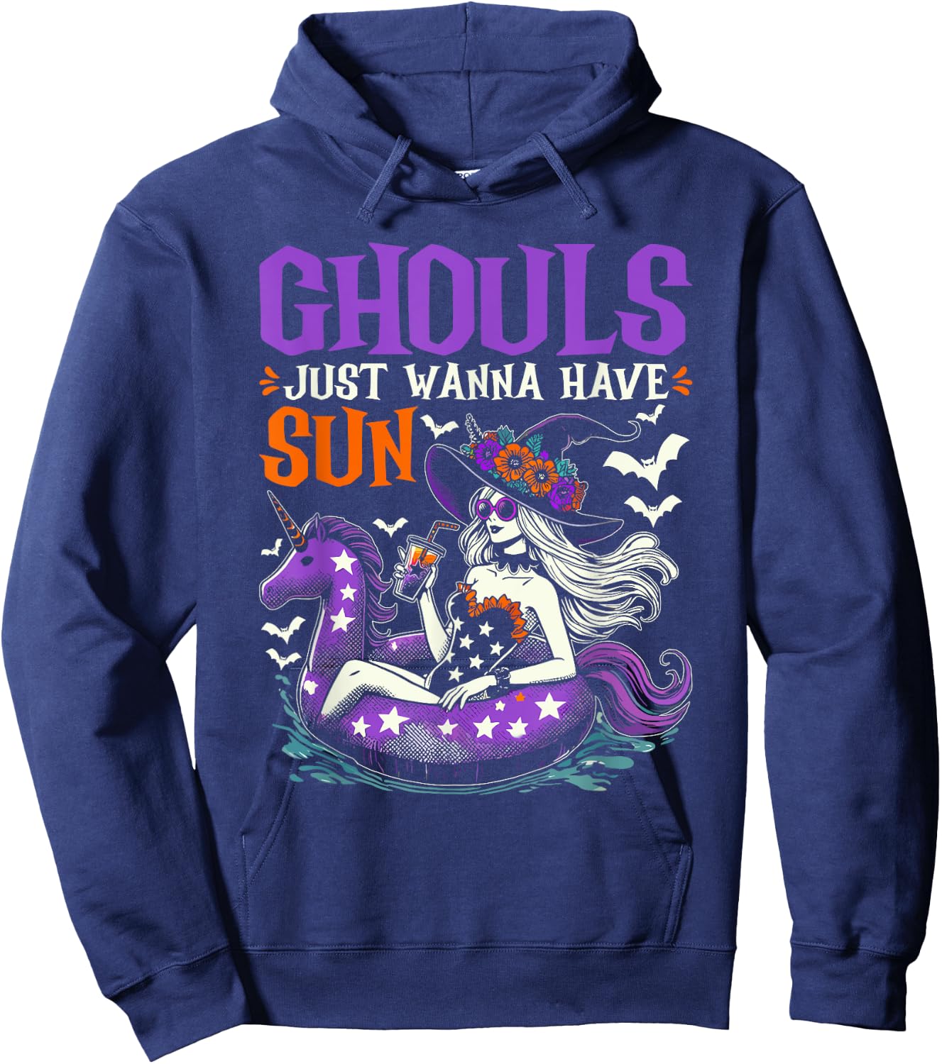 Summerween Summer Halloween Unicorn Float Witch Ghoul Hoodie - Hoodie | Navy