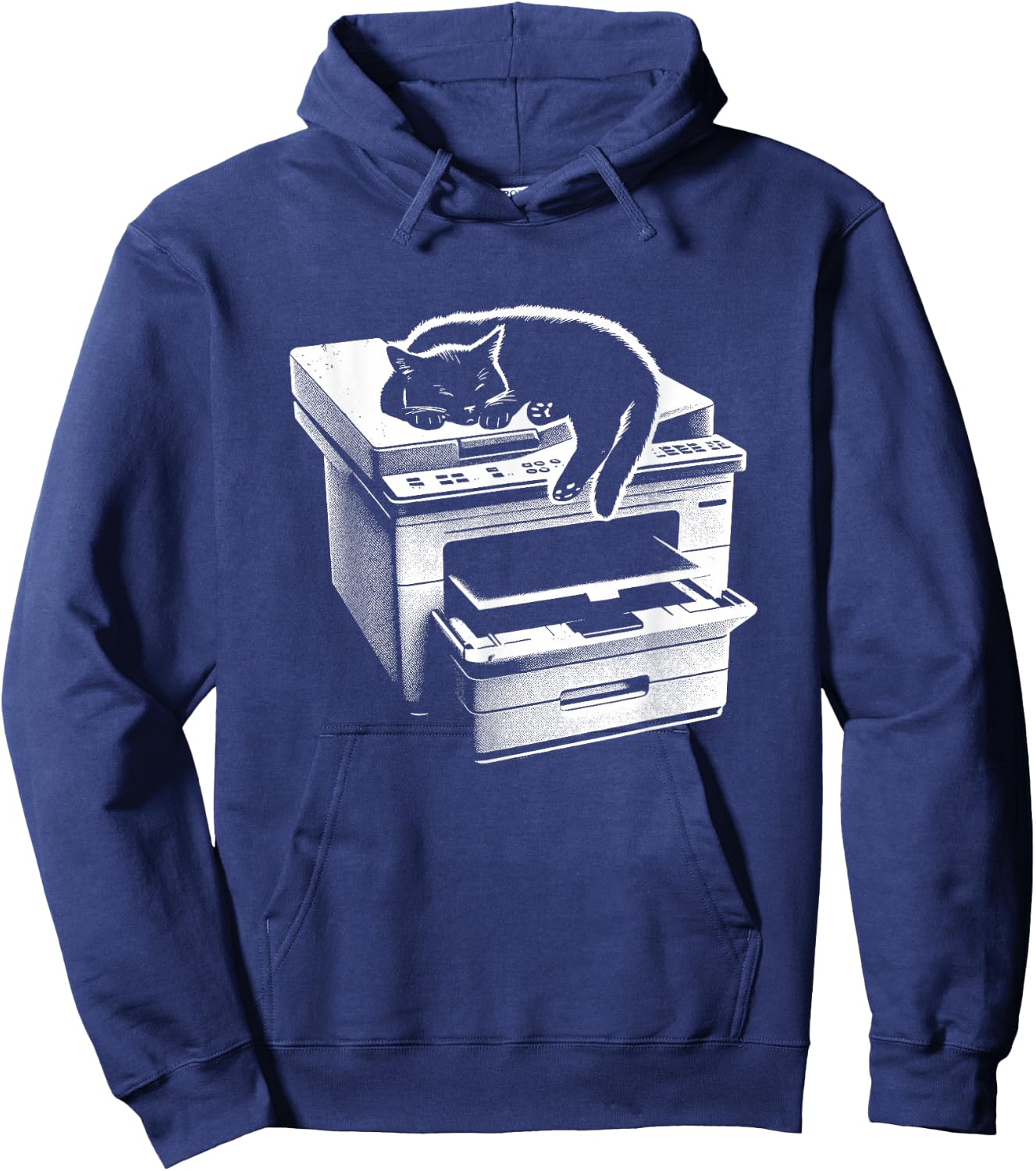 Office Cat Sleeping On Printer - Cute Cat Kitten Lover Hoodie - Hoodie | Navy