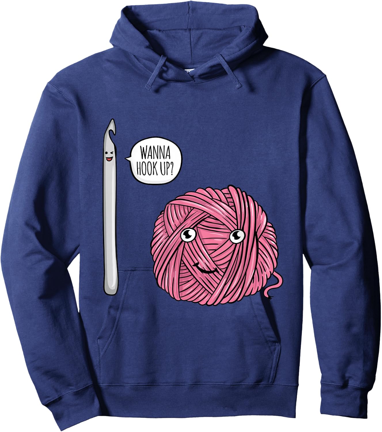 Funny Wanna Hook Up Crochet Lover Gift Crocheting Gifts Hoodie - Hoodie | Navy
