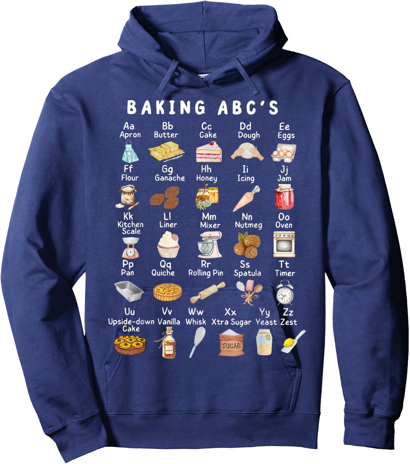 Baking Alphabet ABCs Funny Baker Chef Baking Lover Hoodie - Hoodie | Navy
