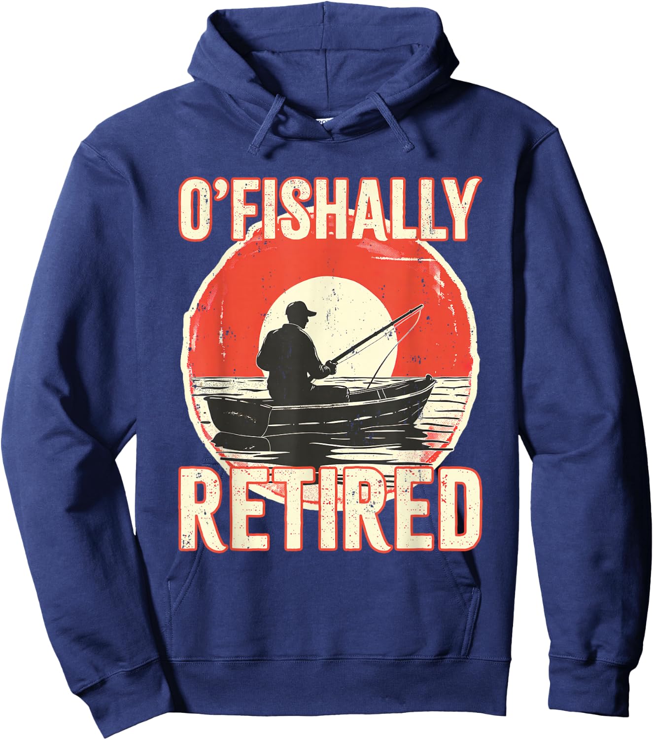 Ofishally Retired Shirt Fisherman Dad Men Retirement Fishing Hoodie - Hoodie | Navy