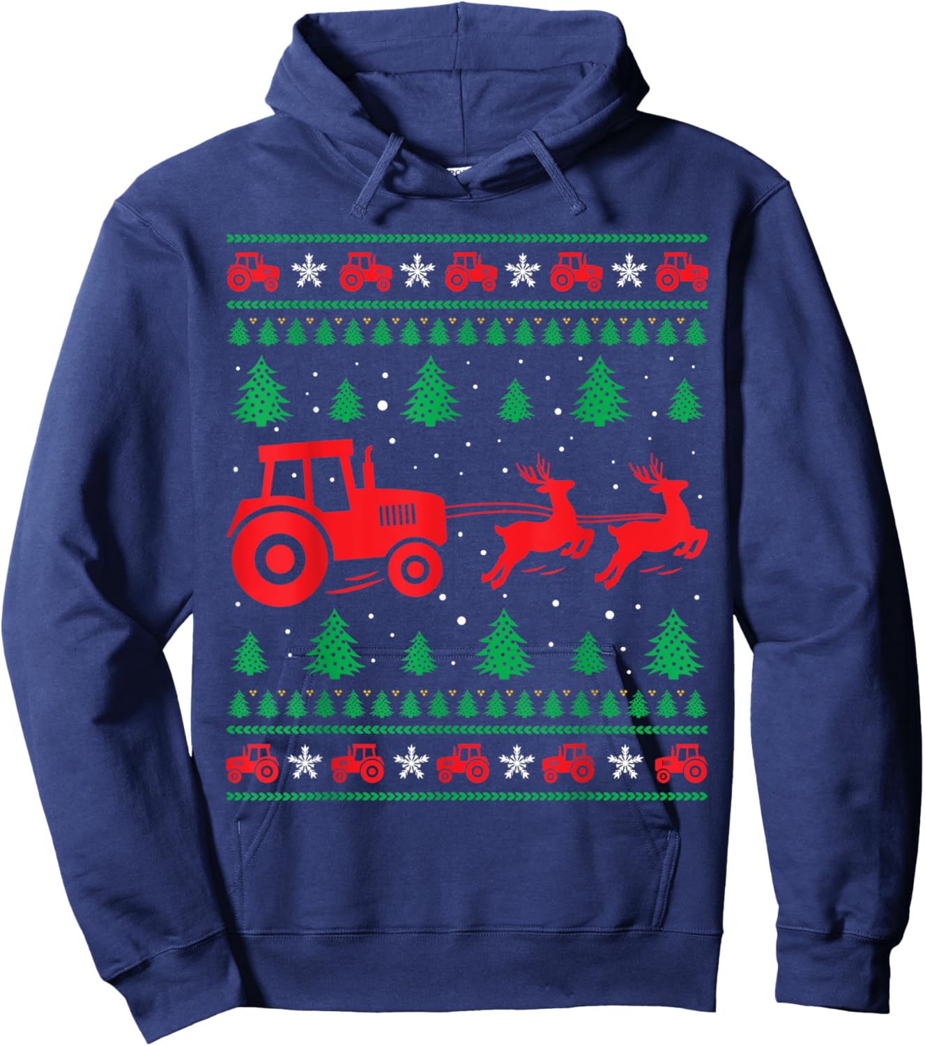 Tractor Riding Reindeers Farmers Ugly Christmas Sweater Boys Hoodie - Hoodie | Navy