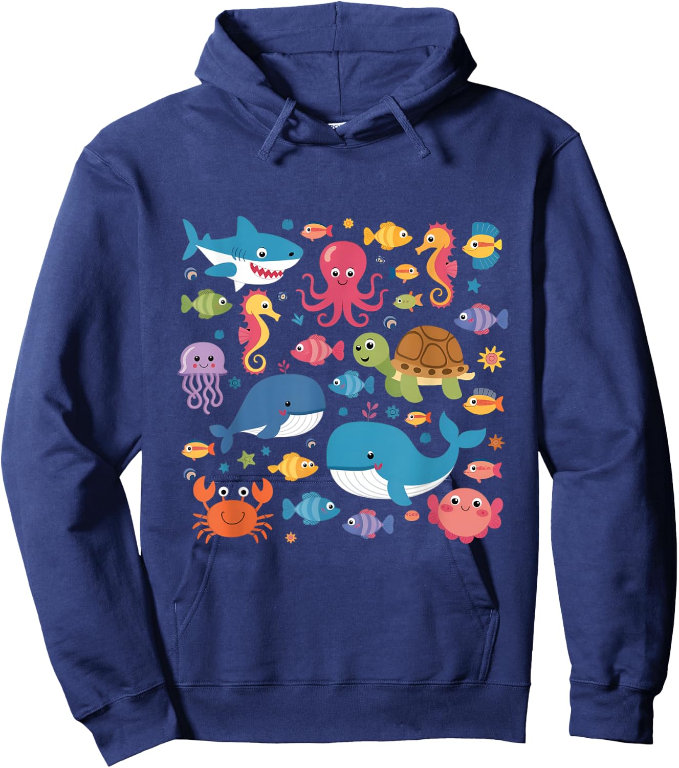 Cute Sea Animals Kids Children Ocean Creatures Clownfish Hoodie - Hoodie | Navy