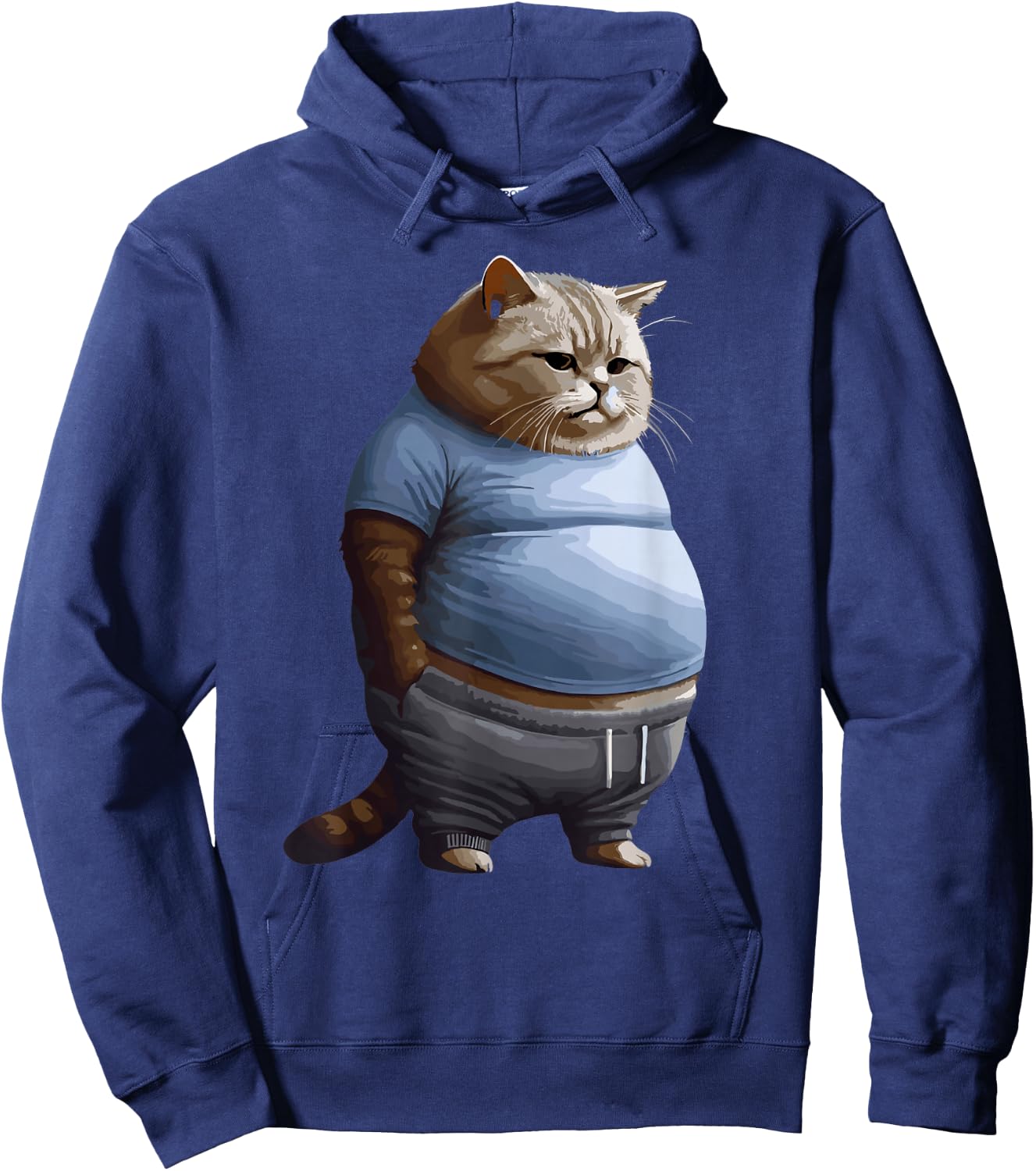 Funny Fat Sad Cat Art Design Fat Kitten Cat Lover Fat Cat Hoodie - Hoodie | Navy