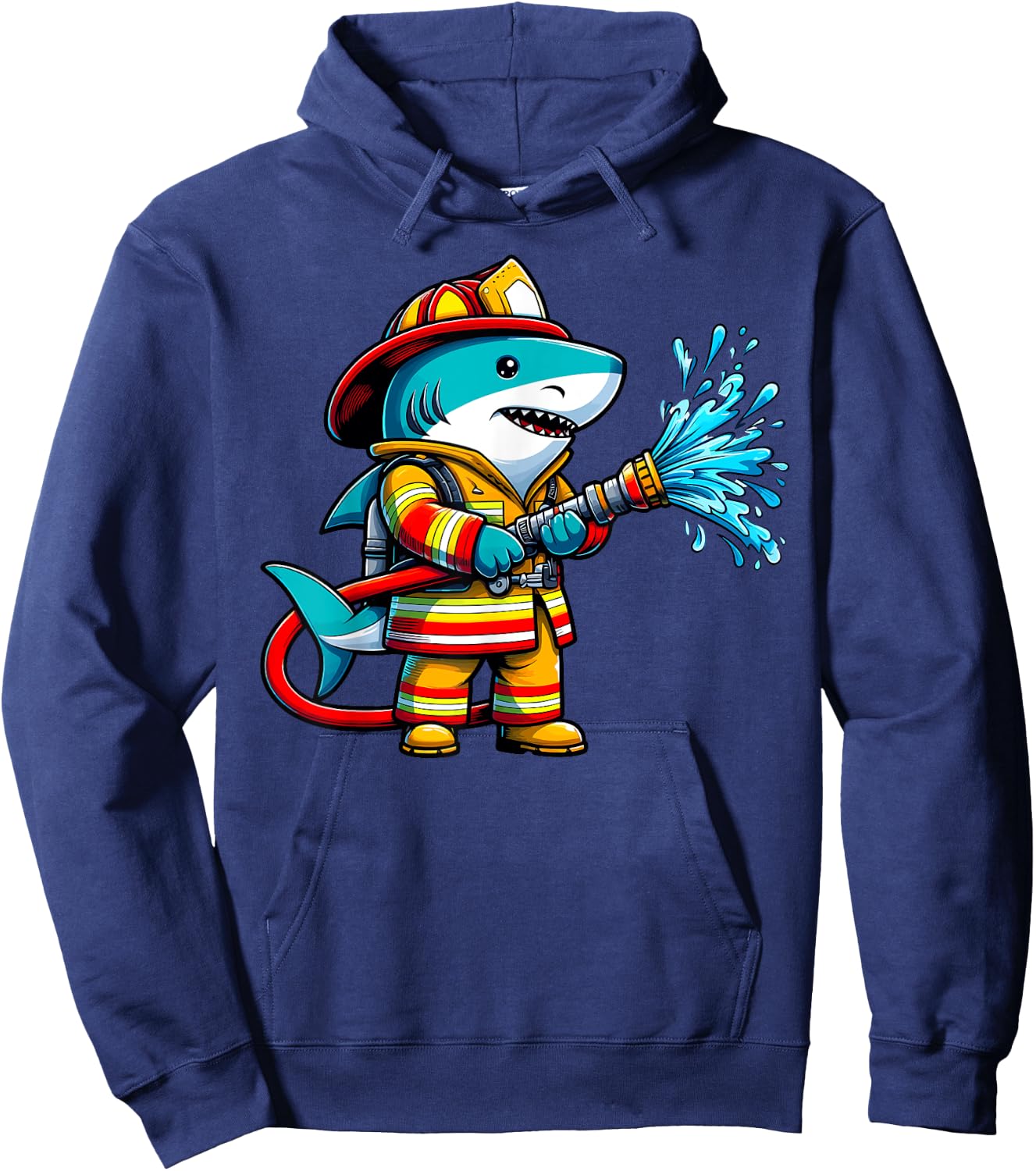 Shark Fireman on Firefighter Shark Kids Boys Hoodie - Hoodie | Navy