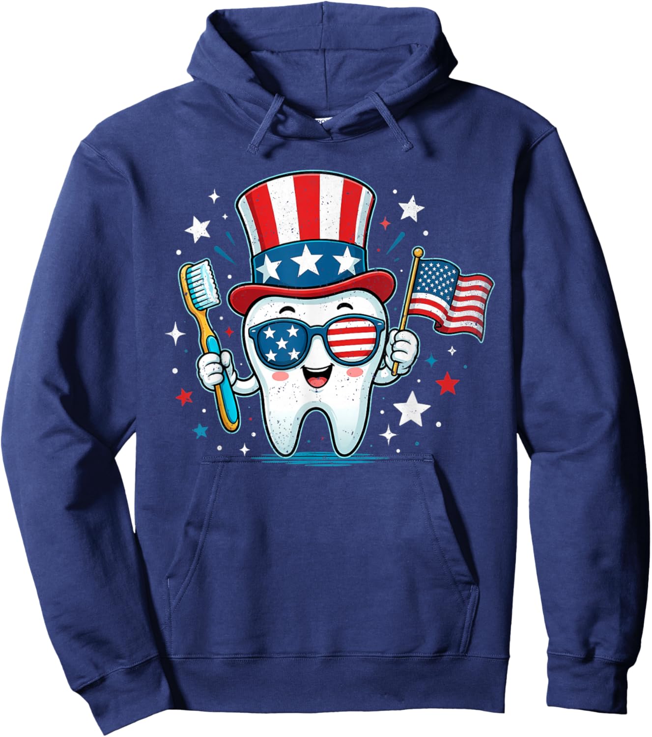 Dentist Dental Patriotic 4th of July USA American Women Kids Hoodie - Hoodie | Navy