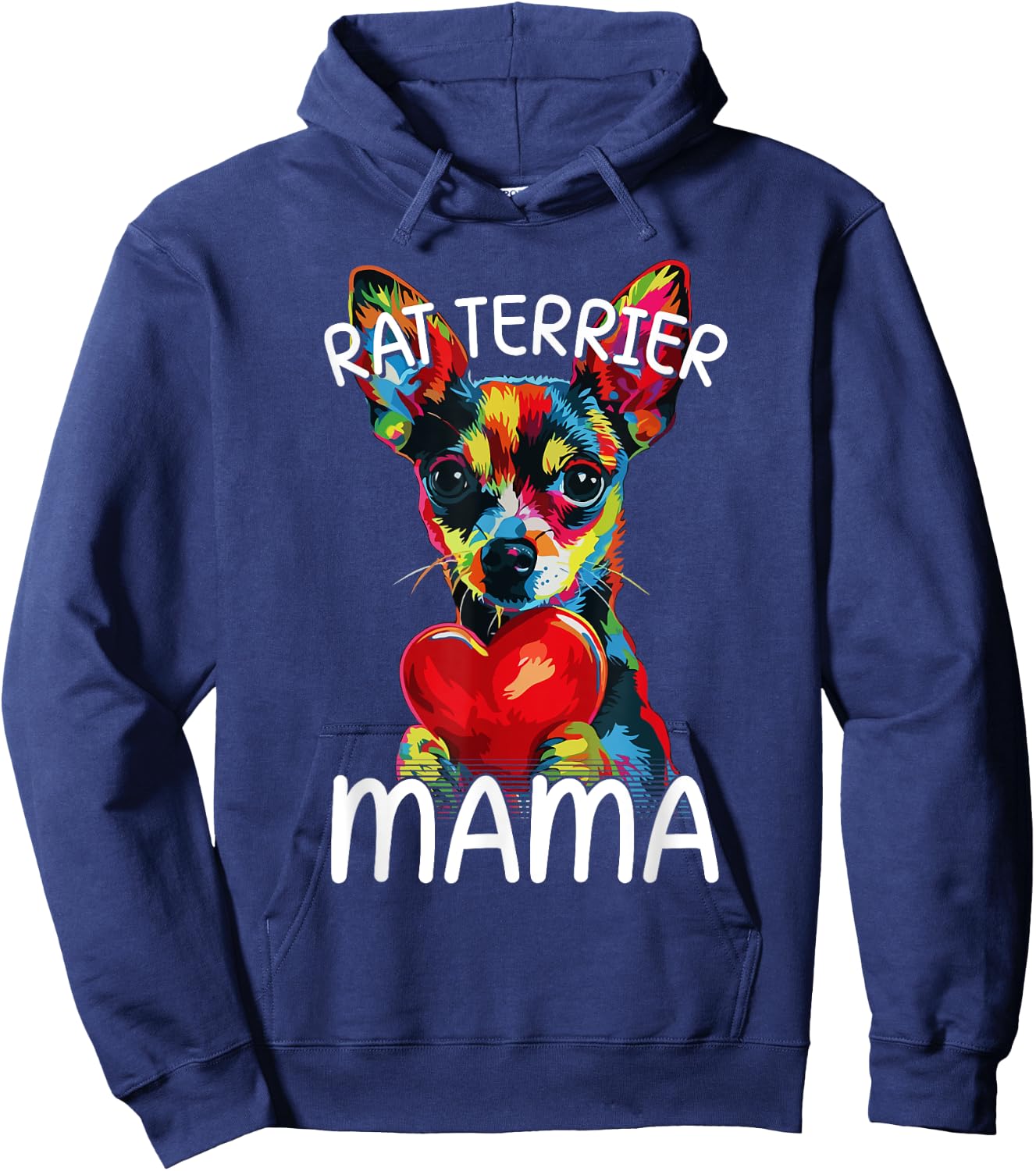 Rat Terrier Mom Mama Heart Pop Art Rat Terrier Lover Hoodie - Hoodie | Navy