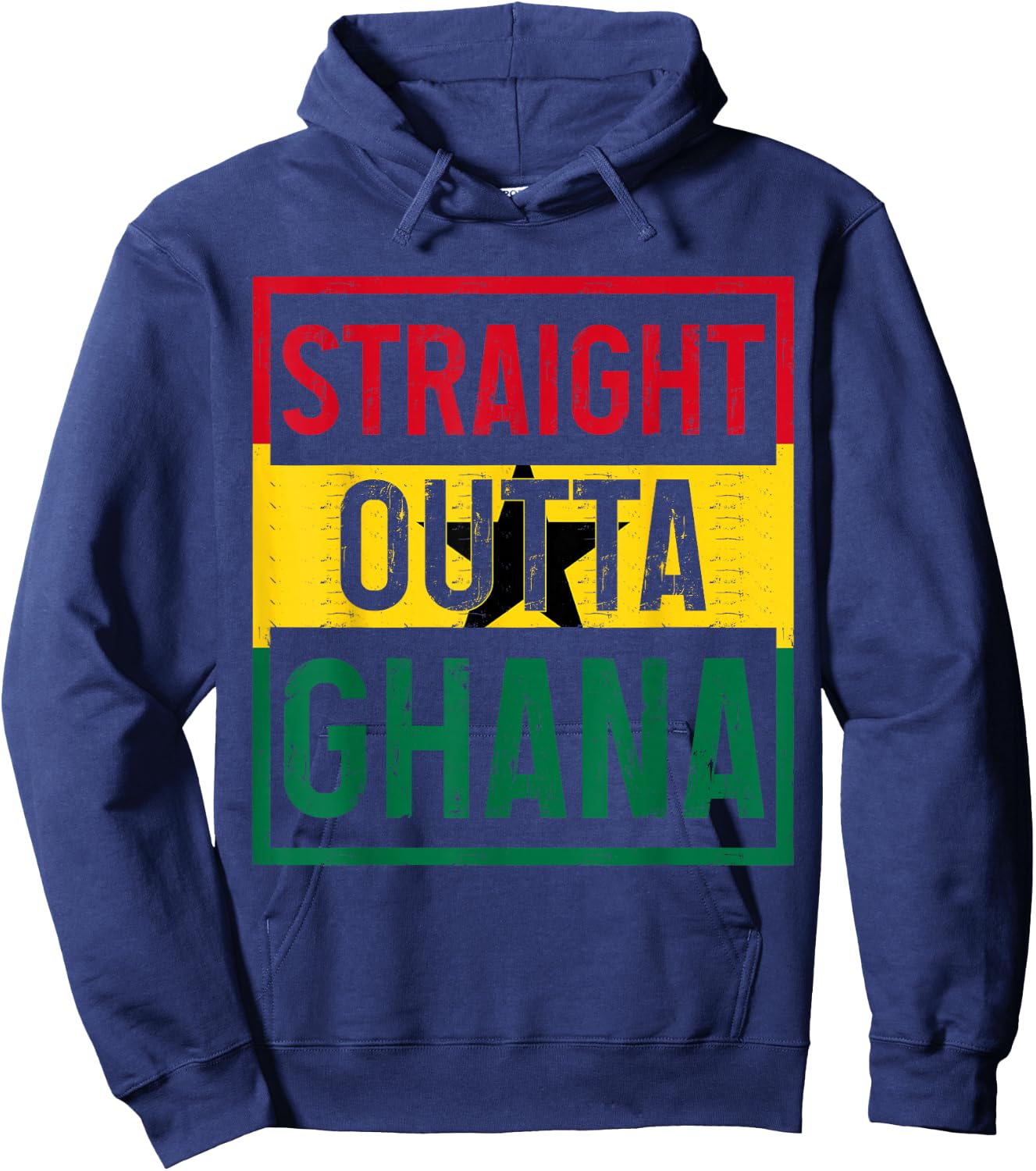 Straight Outta Ghana Ghanese Flag Roots Pride Vintage Hoodie - Hoodie | Navy